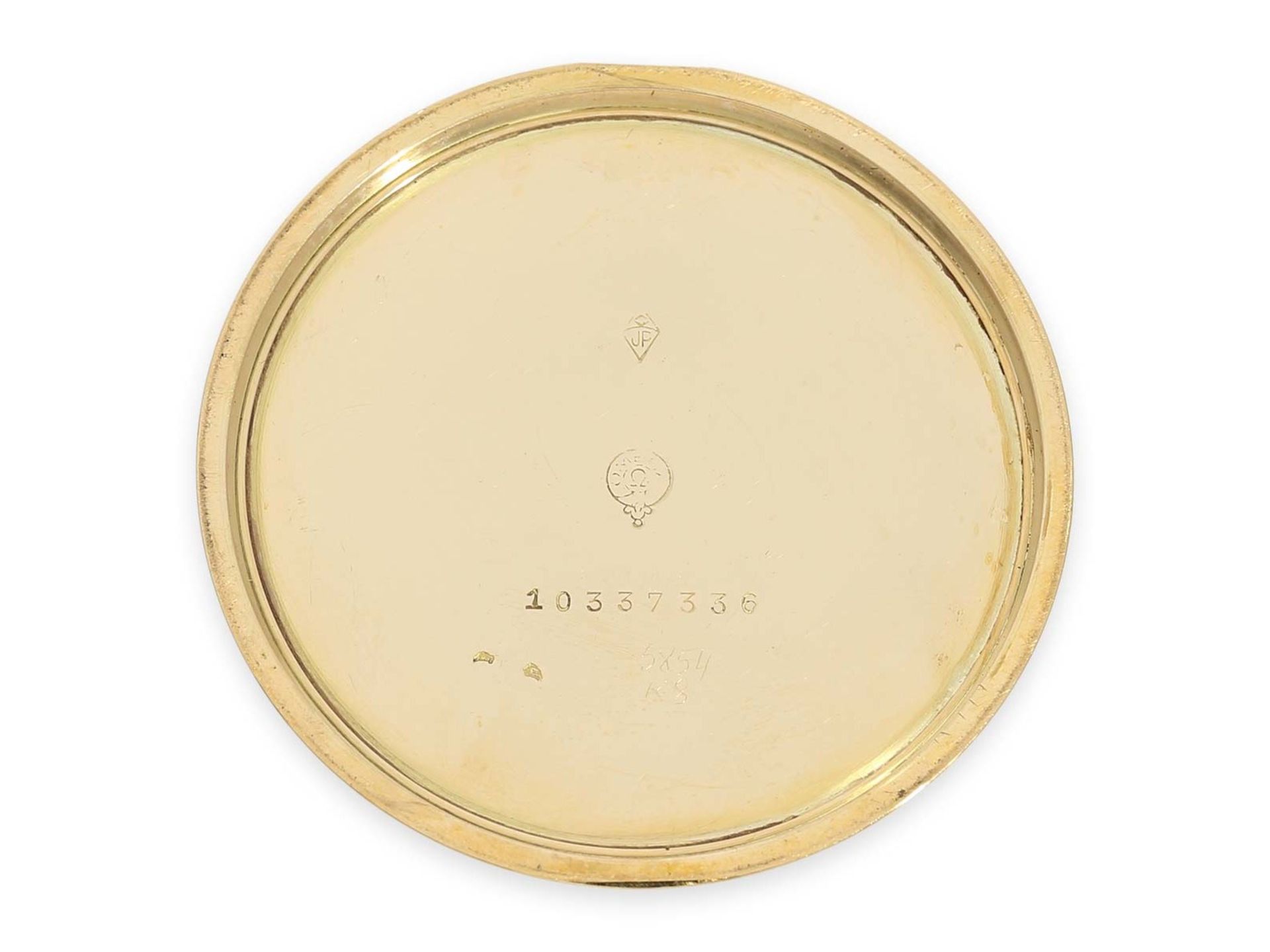 Taschenuhr: feine Art déco Frackuhr von Omega, 18K Gold, 30er JahreCa. Ø48mm, ca. 57g, 18K Gold, - Bild 4 aus 4