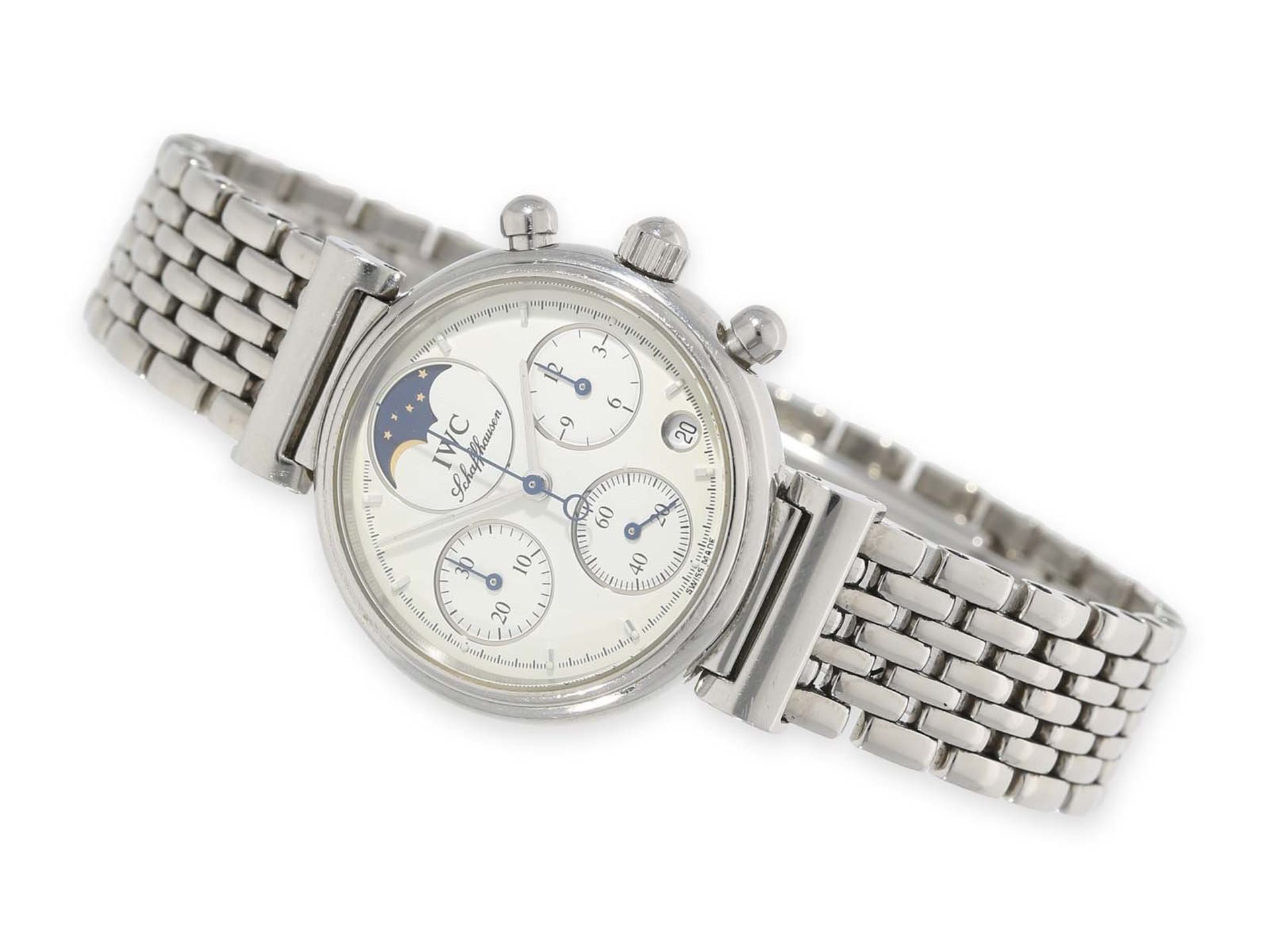 Armbanduhr: luxuriöse Damenuhr, IWC "Da Vinci Lady" Chronograph mit Mondphase Ref.3736, Box und