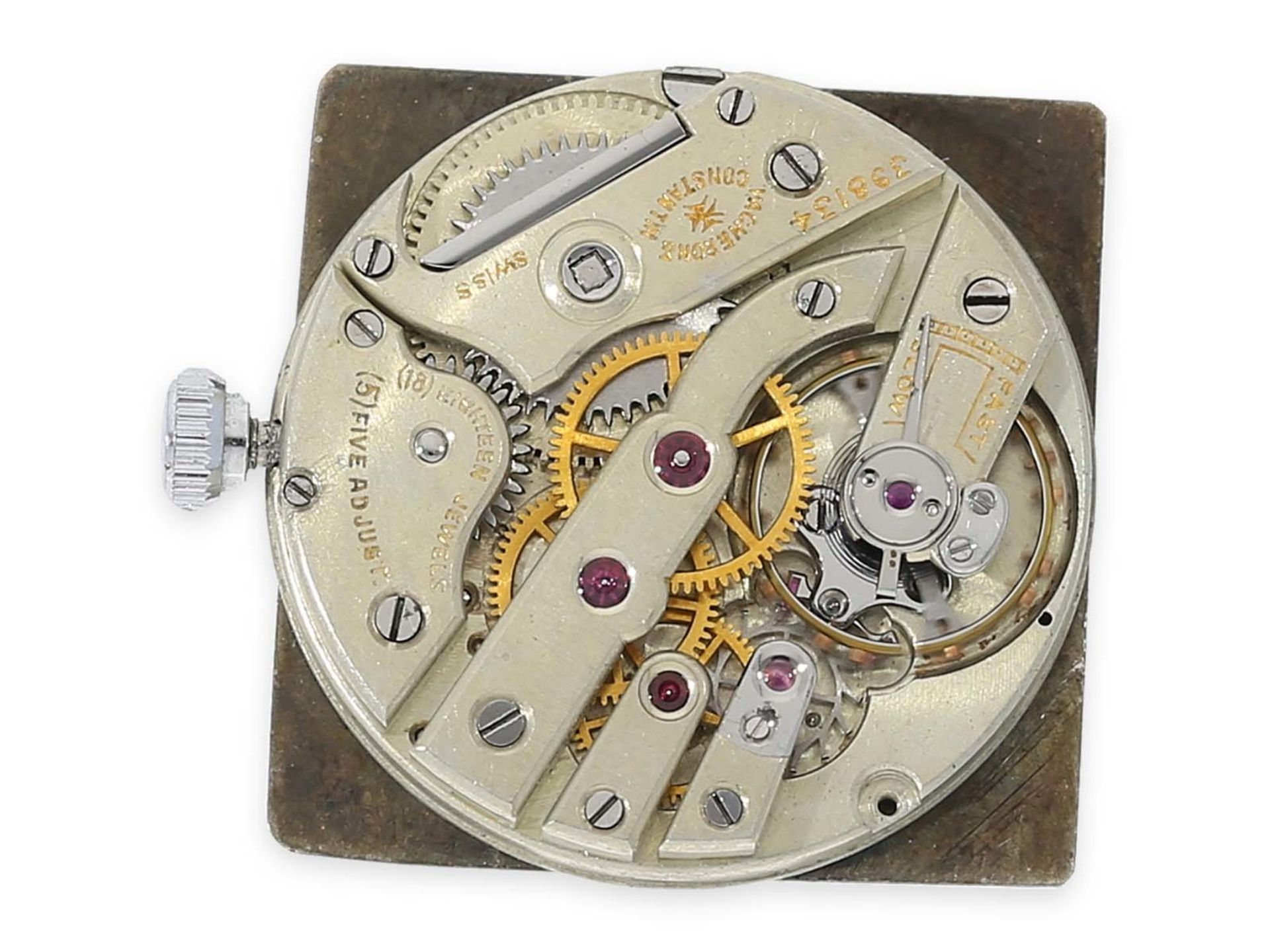 Armbanduhr: extrem rare Vacheron & Constantin Art déco Herrenuhr in Weißgold, ca.1925Ca. 23 x - Bild 4 aus 4