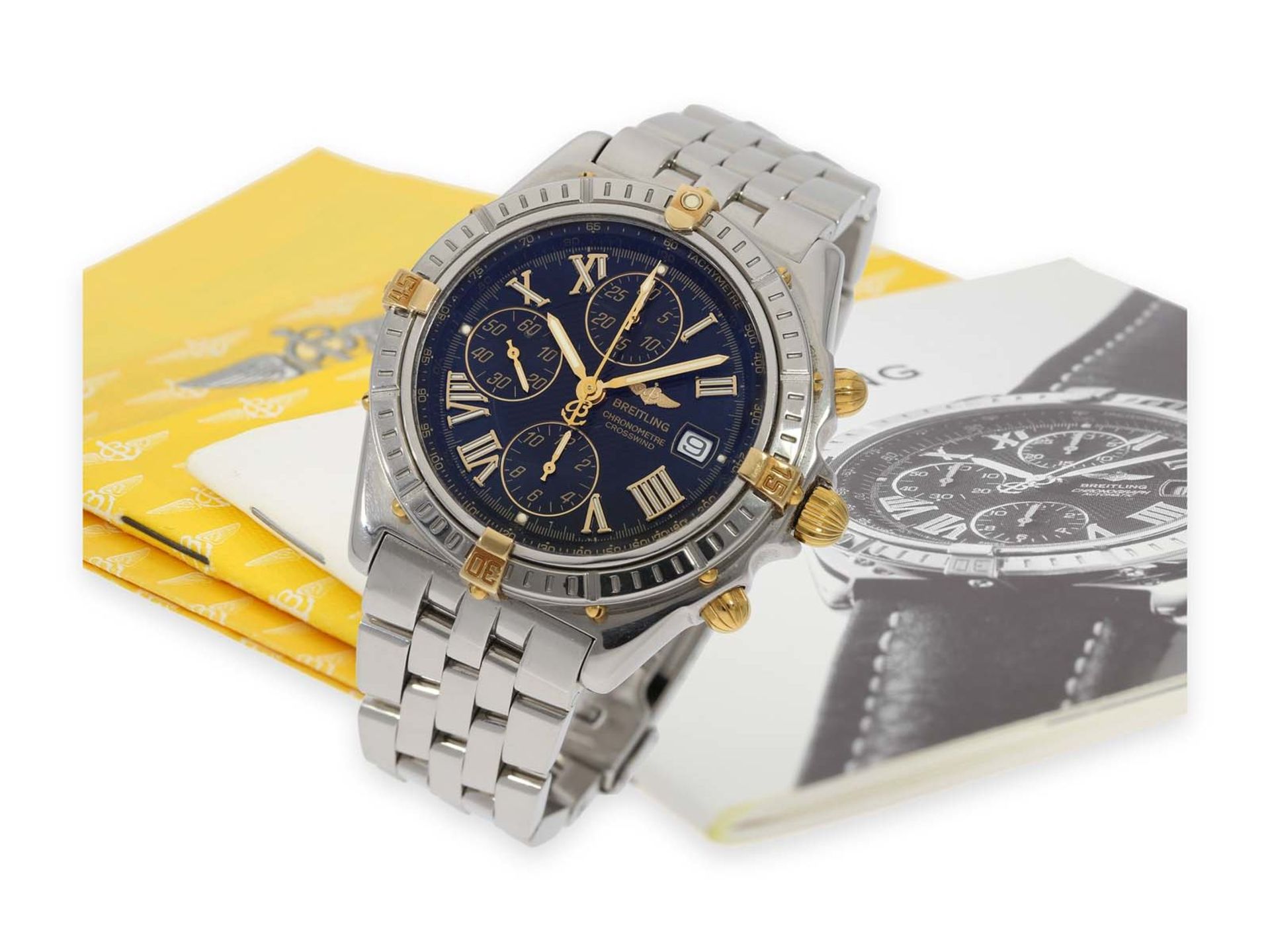 Armbanduhr: hochwertiger Breitling Chronograph, Chronometer "Crosswind" Ref. B13355, Originalbox und