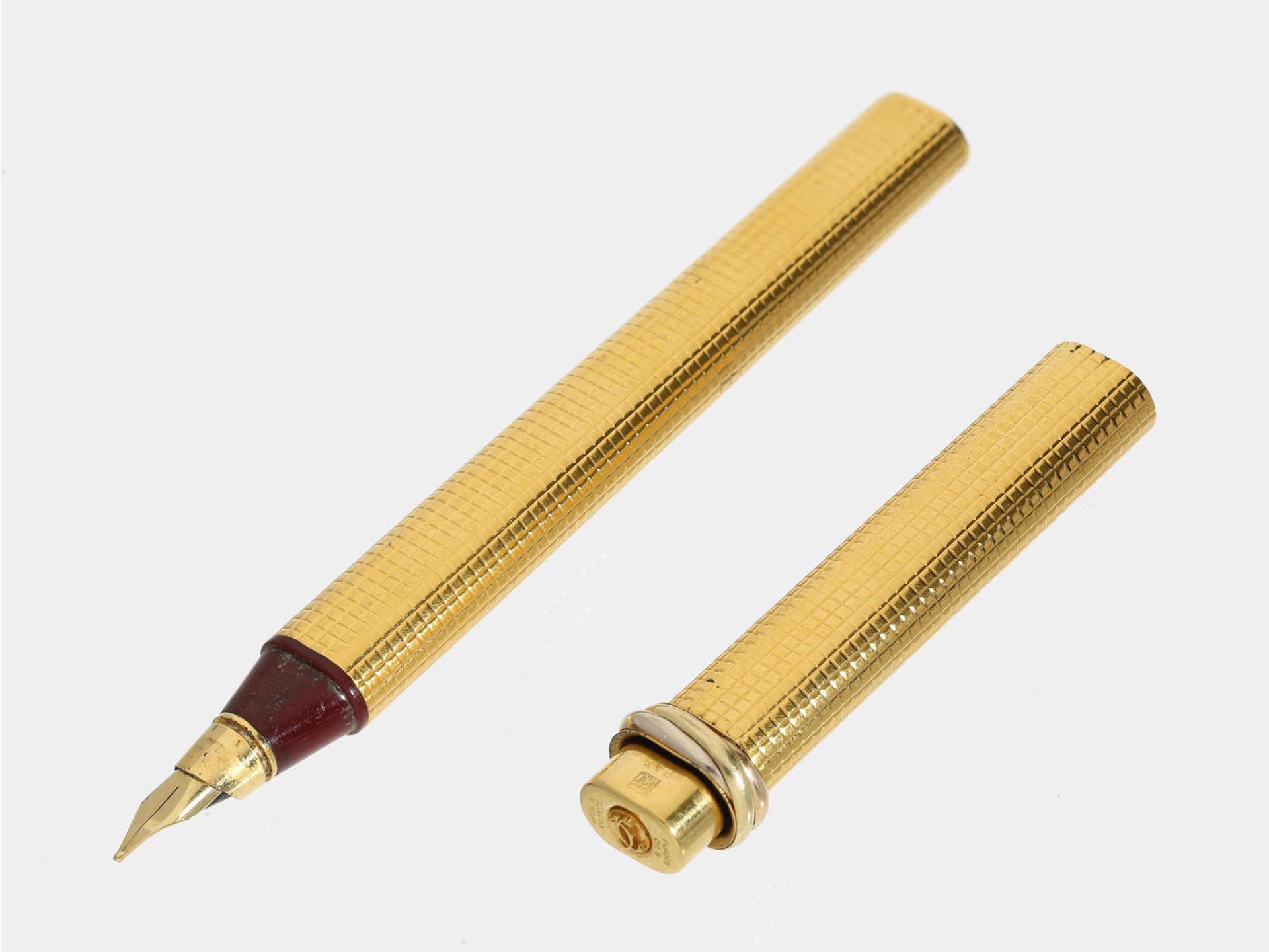 Schreibgerät: edler Füller/Federhalter von CartierCa. 14cm lang, vergoldet, schönes Design,