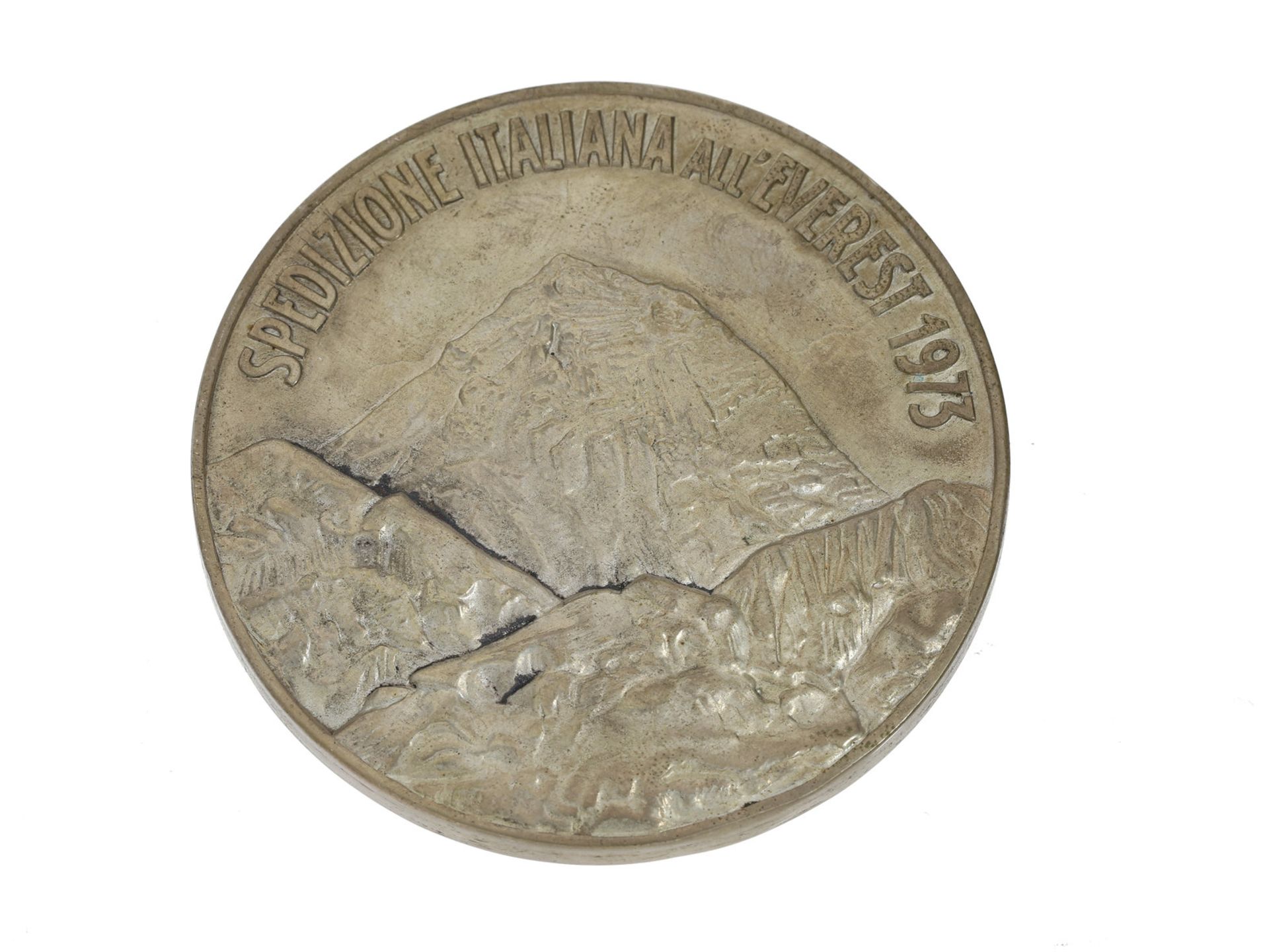 Medaille: interessante, seltene Silbermedaille "Italian Everest Expedition 1973"Ca. Ø70mm, ca. 182g, - Bild 2 aus 2