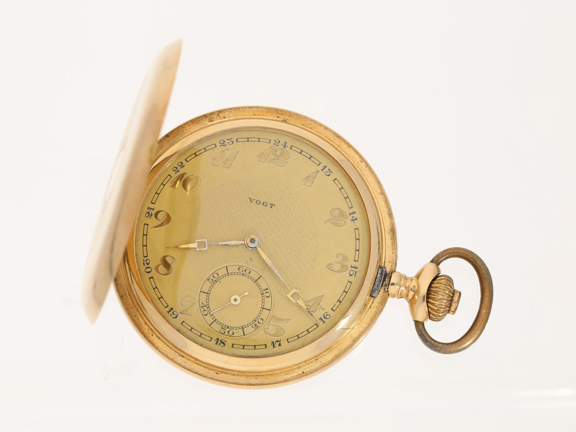 Taschenuhr: qualitätsvolle, große goldene Savonnette, um 1920, R. Vogt & Cie., BielCa. Ø53mm, ca.