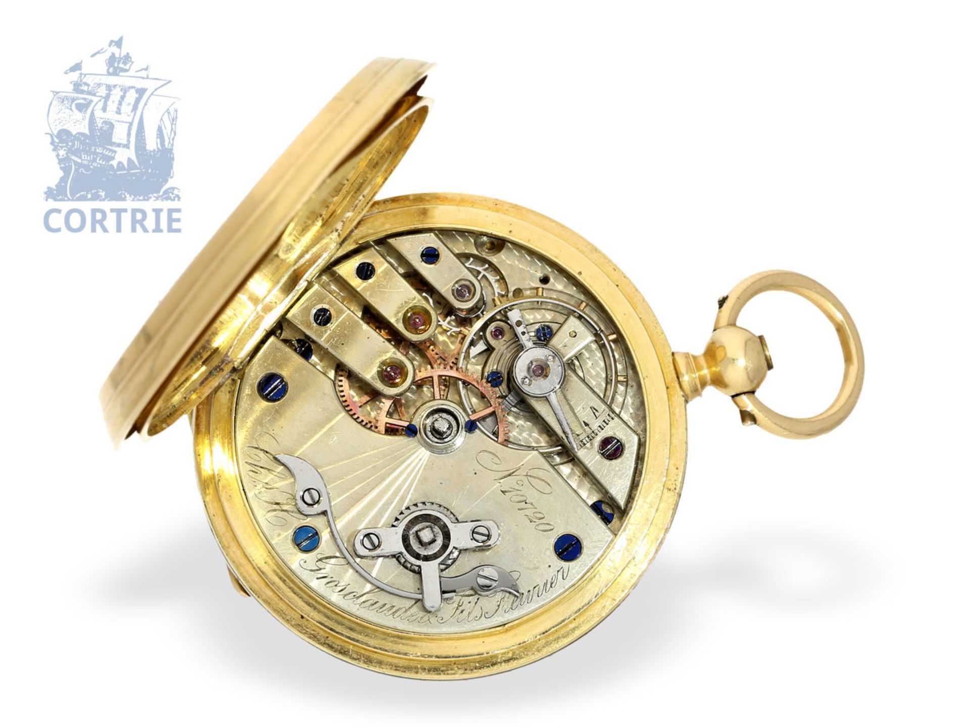 Pocket watch: fine gold/enamel hunting case watch for the Central American market ca. 1865, - Image 3 of 4