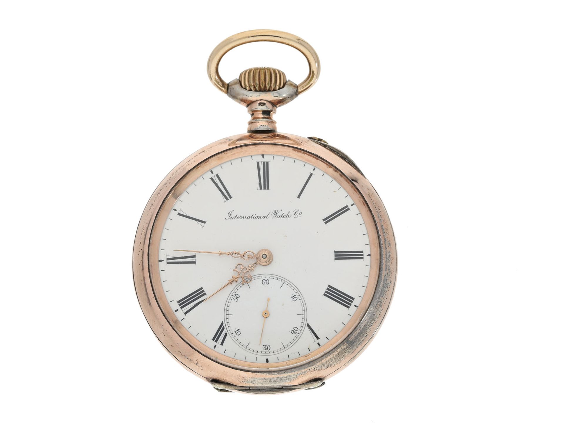 Taschenuhr: sehr schön erhaltene IWC Taschenuhr, Schaffhausen 1896Ca. Ø51mm, ca. 98g, guillochiertes