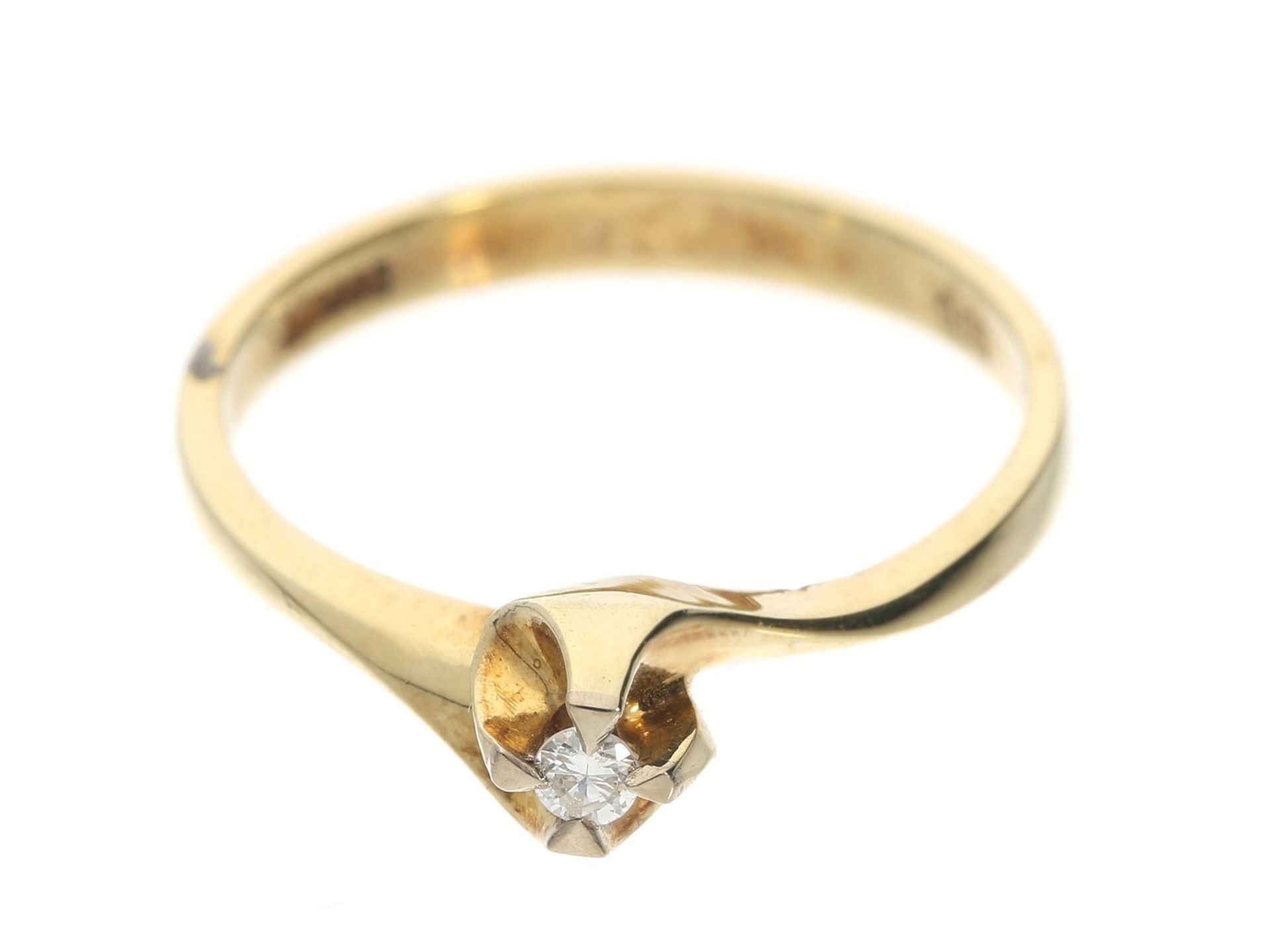 Ring: ungetragener vintage Brillant-GoldschmiederingCa. Ø17,5mm, RG55, ca. 2,8g, 14K Gold, vintage