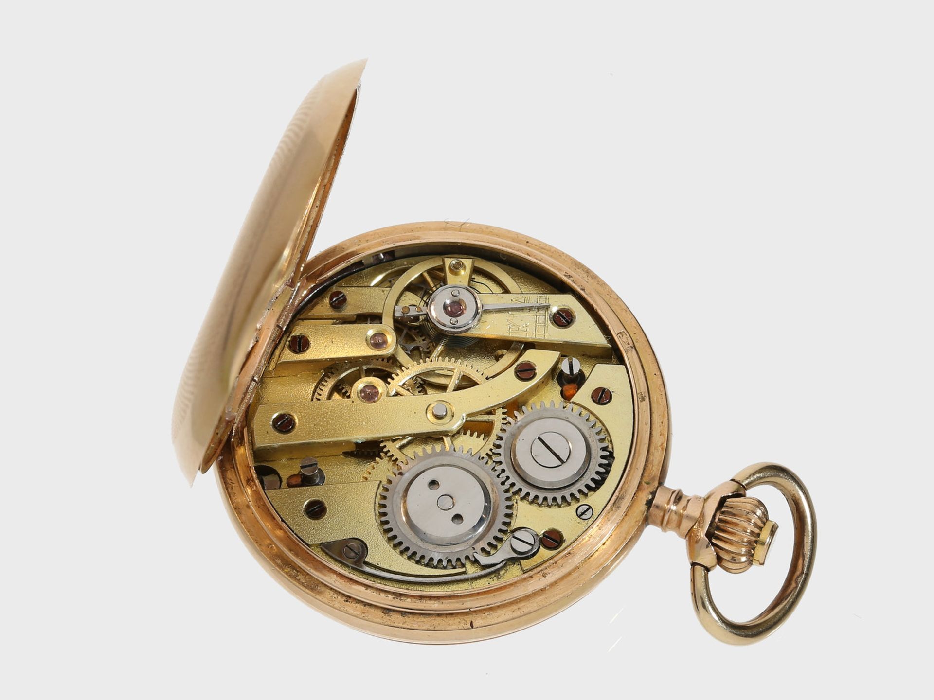 Taschenuhr: sehr schön erhaltene, rotgoldene Damensavonnette, um 1900Ca. Ø31mm, ca. 22g, 14K - Bild 3 aus 4