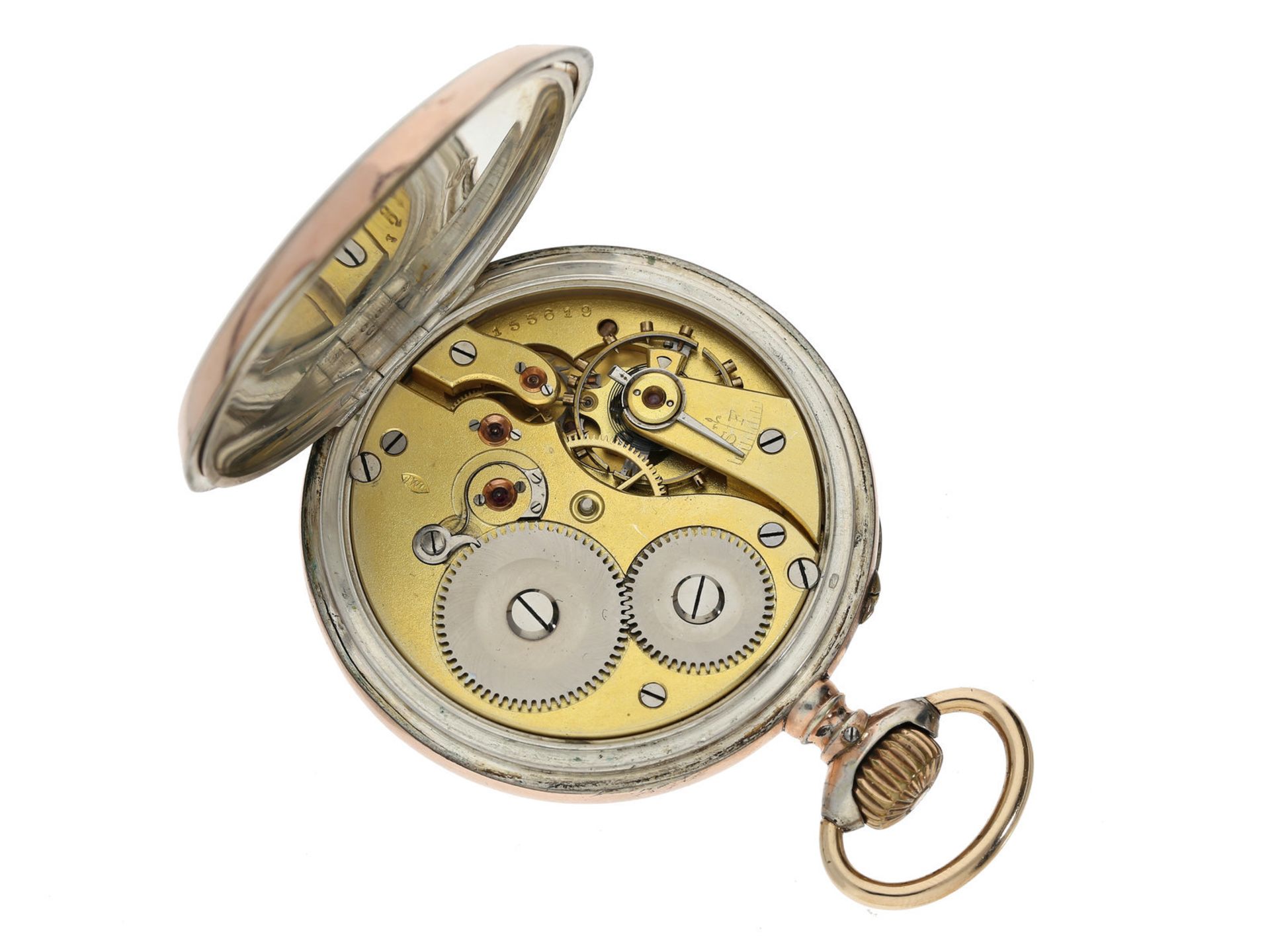 Taschenuhr: sehr schön erhaltene IWC Taschenuhr, Schaffhausen 1896Ca. Ø51mm, ca. 98g, guillochiertes - Image 3 of 3