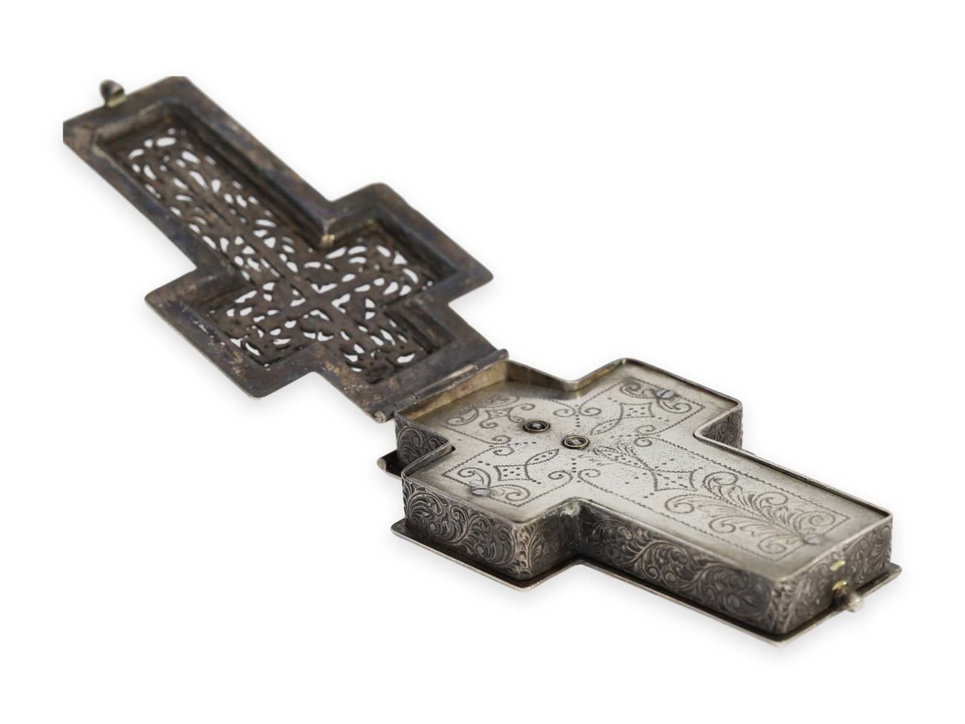 Pendant watch: rare pair of crucifix pendant watches, probably Vienna around 1870Ca. 85 × 45mm, each - Bild 3 aus 10