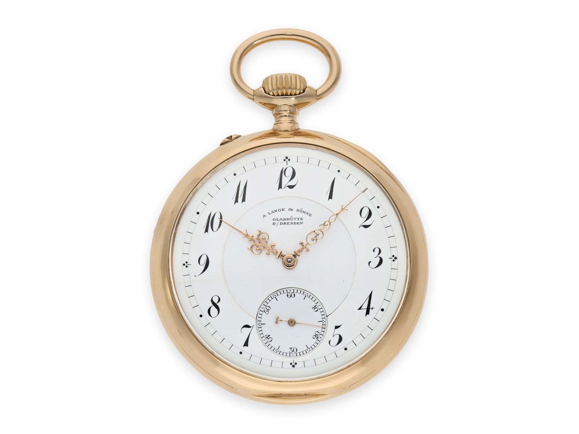 Pocket watch: heavy and large pink gold A. Lange & Söhne pocket watch with the rare calibre 45,