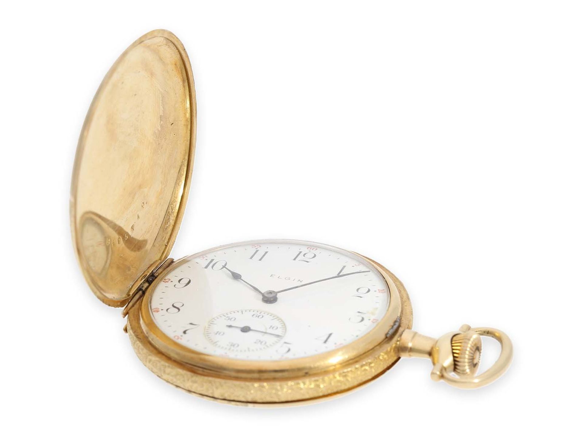 Pocket watch: very beautiful golden American Art Nouveau hunting case watch with extraordinary - Bild 2 aus 6