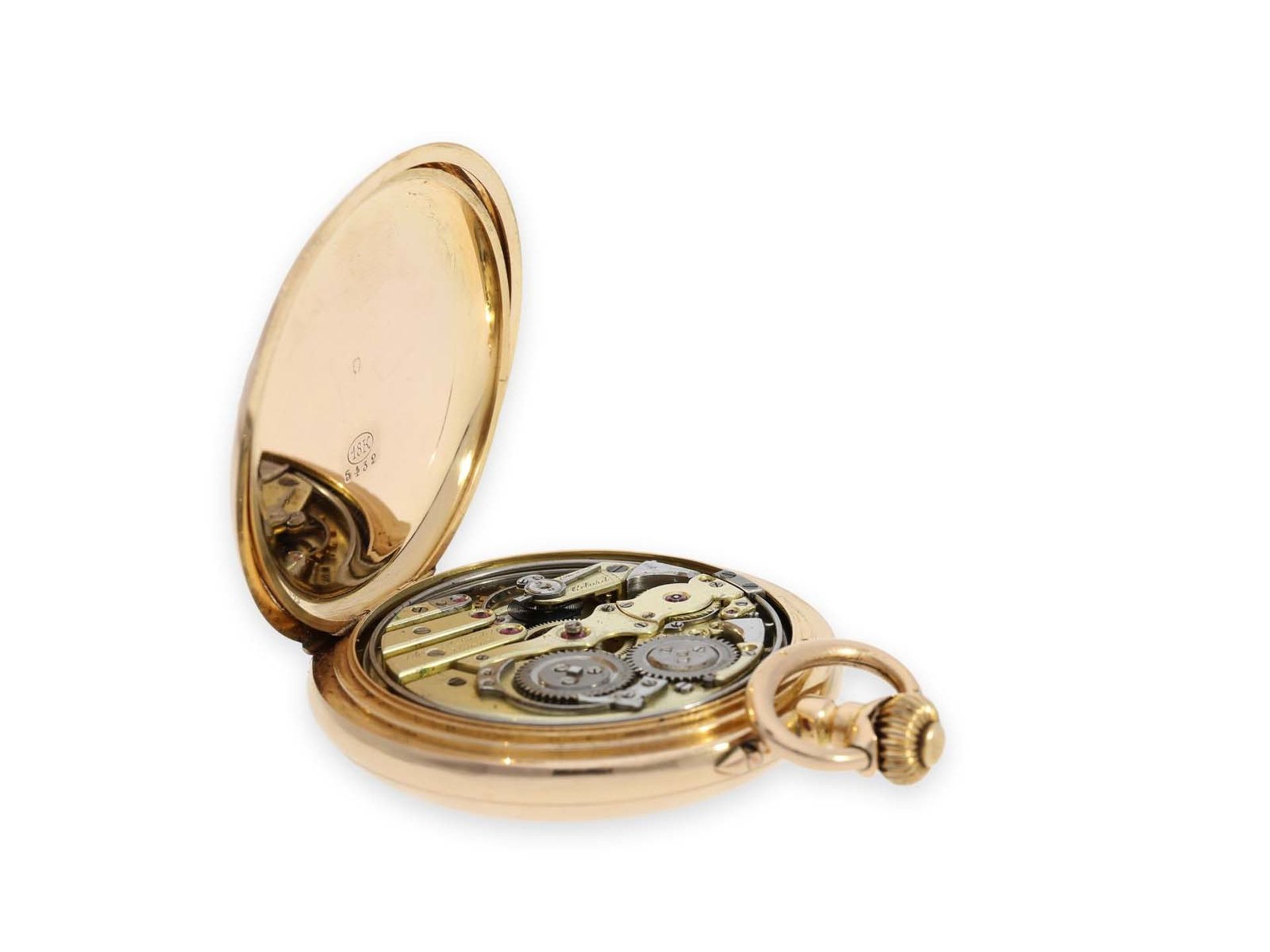 Pocket watch: large and very fine precision pocket watch minute repeater, 18K pink gold, C.E. Lardet - Bild 4 aus 6