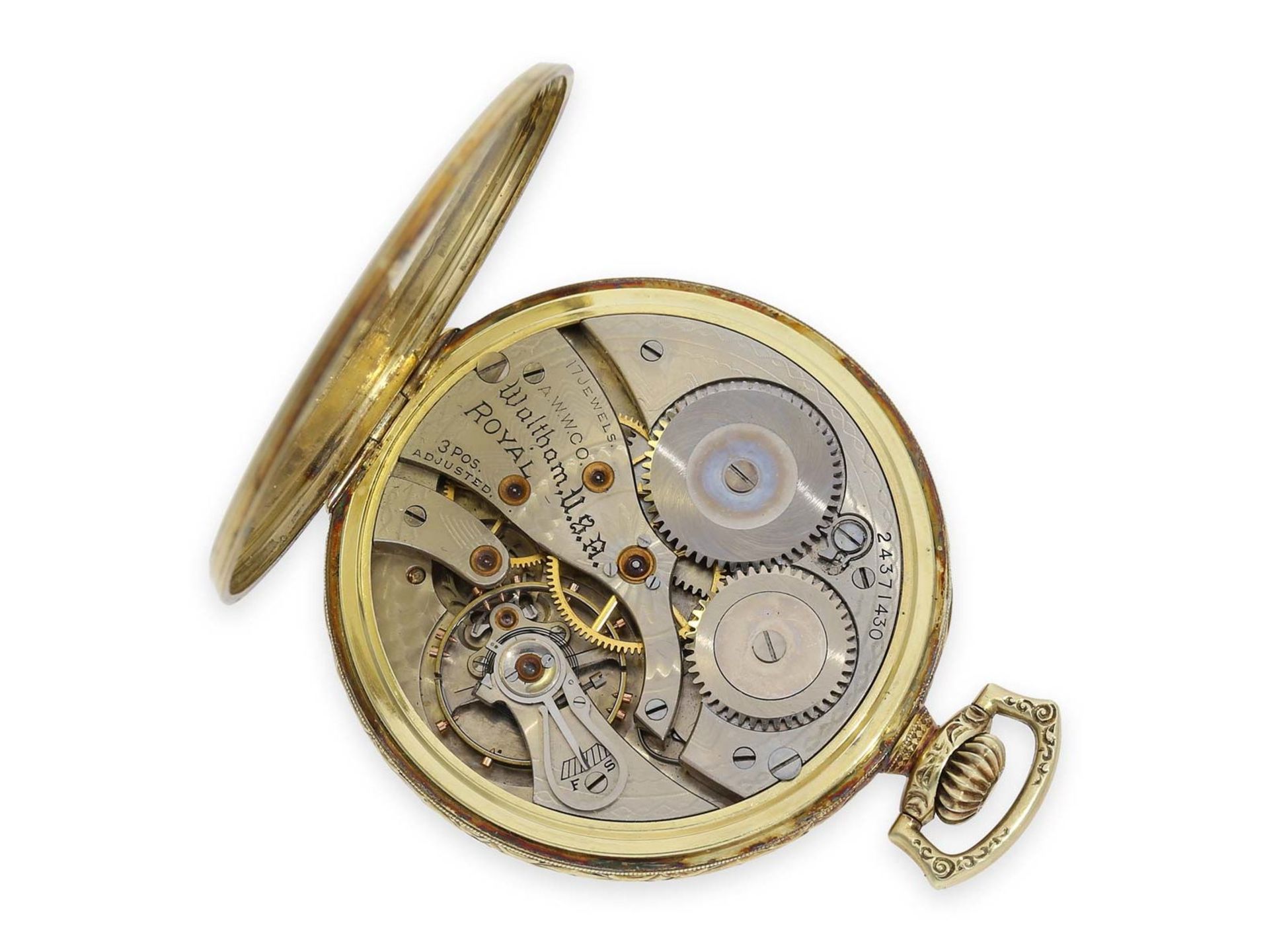 Pocket watch: completely original preserved Art Deco man's set with golden dress watch, watch - Image 3 of 7