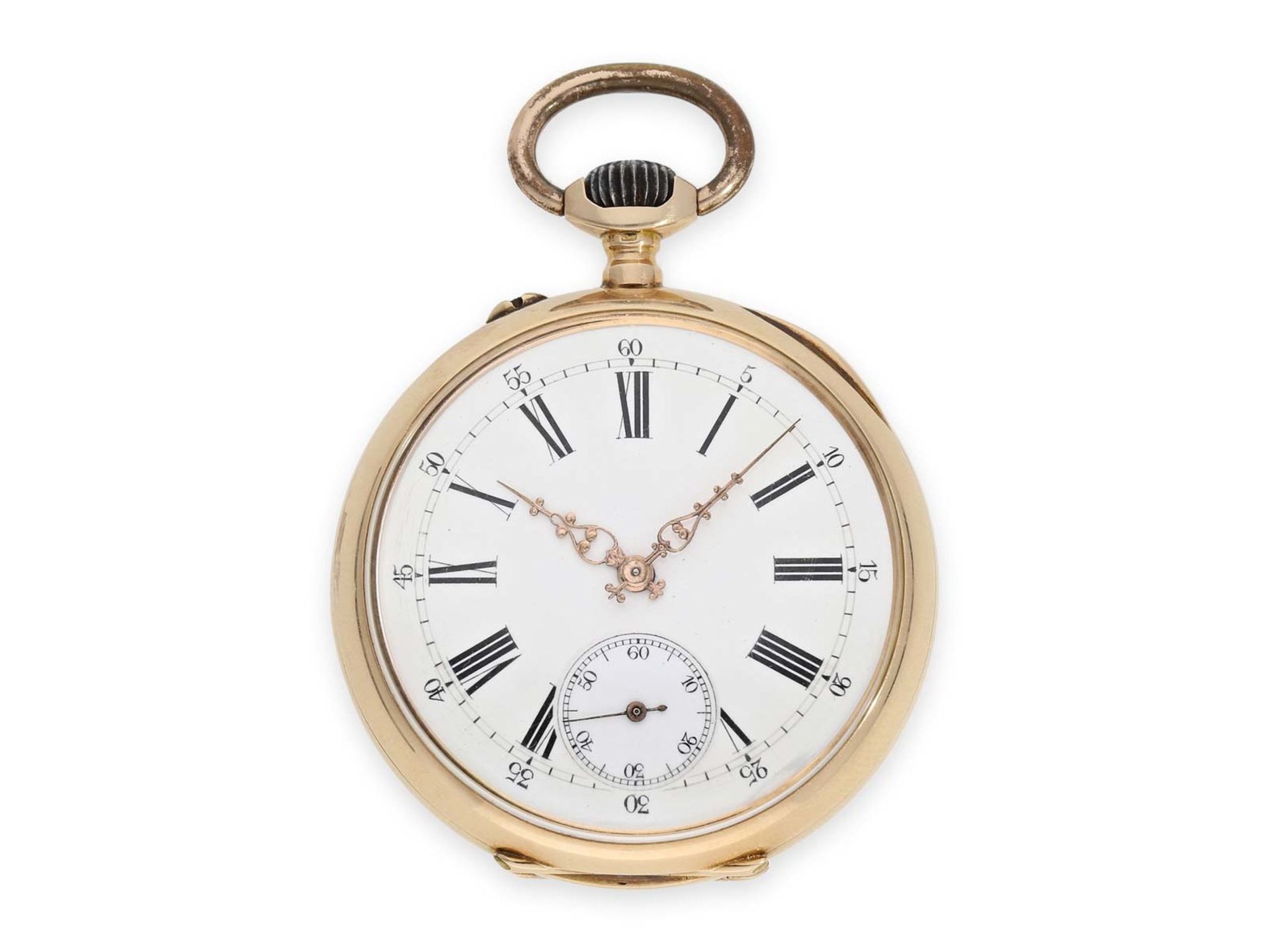 Pocket watch: early pink gold precision pocket watch, signed J. Calame Robert, Ankerchronometer