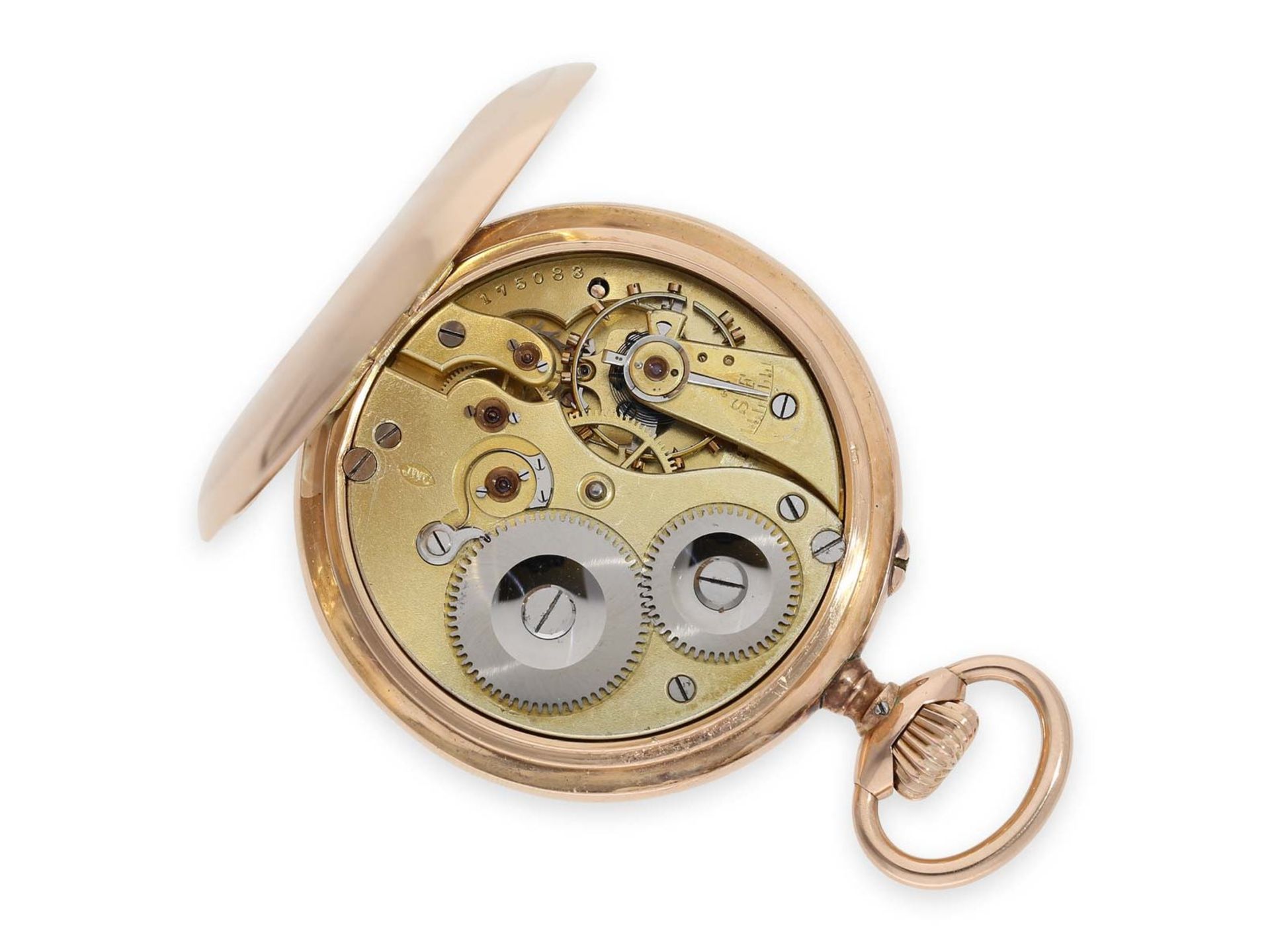 Pocket watch: fine early pink gold IWC man's watch, calibre 52, Schaffhausen ca. 1902Ca. Ø50mm, - Bild 2 aus 6