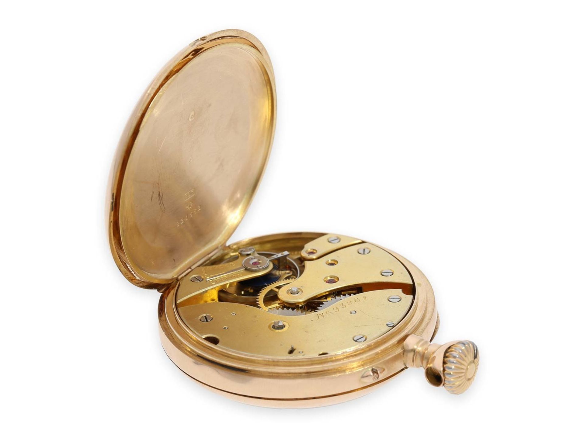 Pocket watch: pink gold Patek Philippe Ankerchronometer with rare calibre, original box and original - Bild 3 aus 7