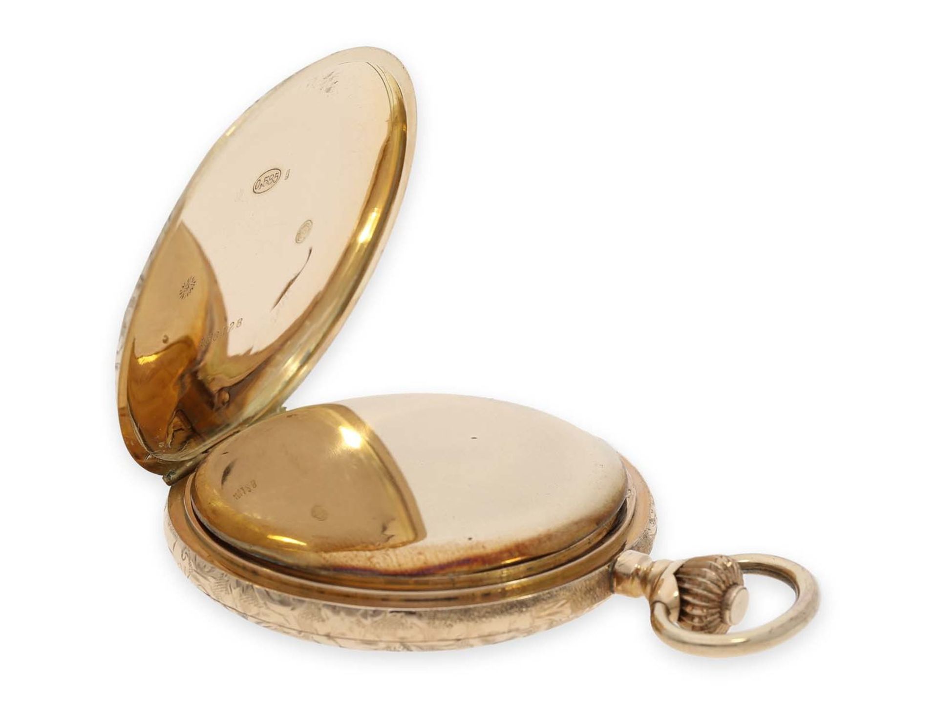 Pocket watch: pink gold Art Nouveau splendour hunting case watch with fine quality case, Switzerland - Image 5 of 7