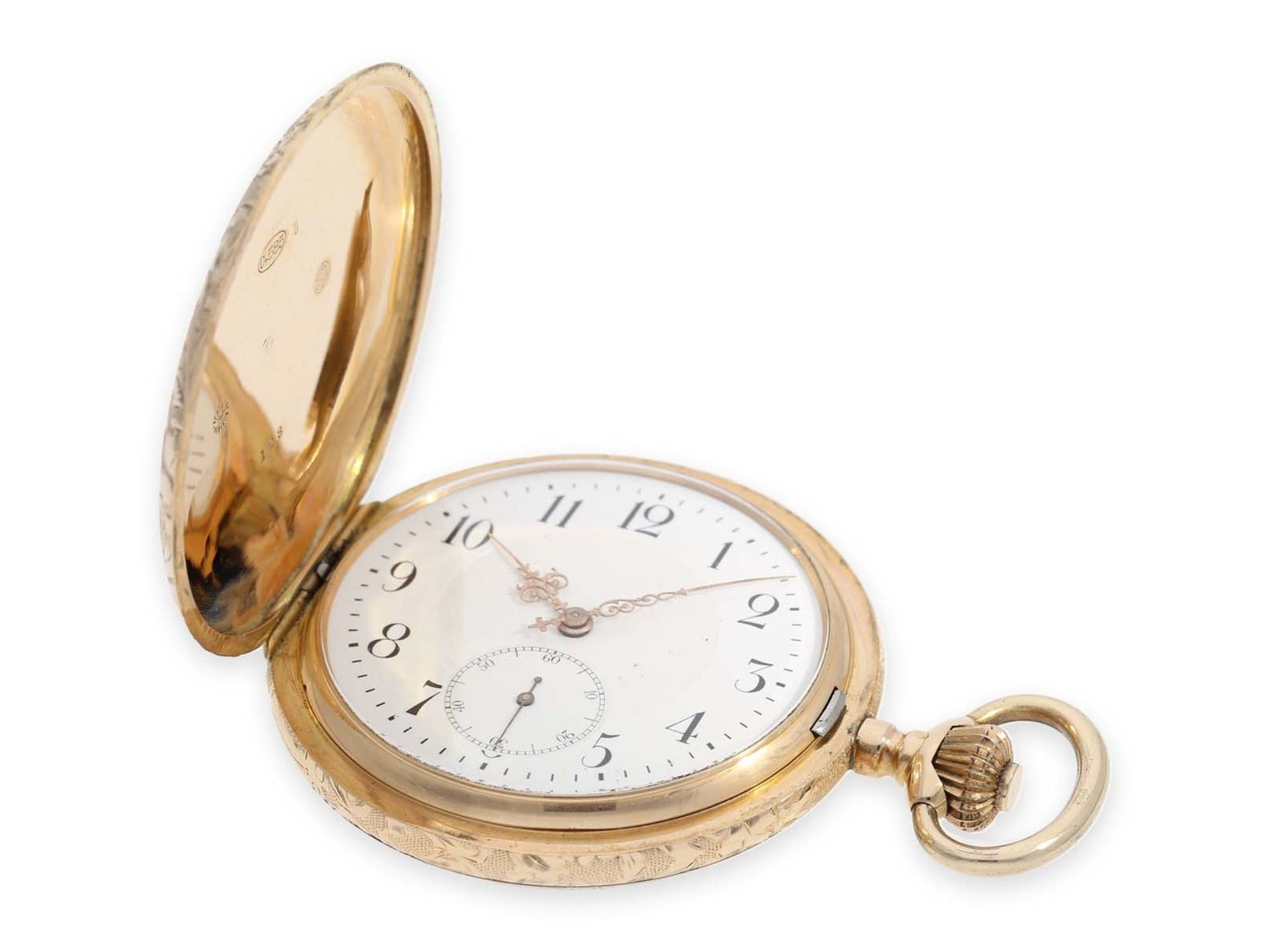 Pocket watch: pink gold Art Nouveau splendour hunting case watch with fine quality case, Switzerland - Image 2 of 7