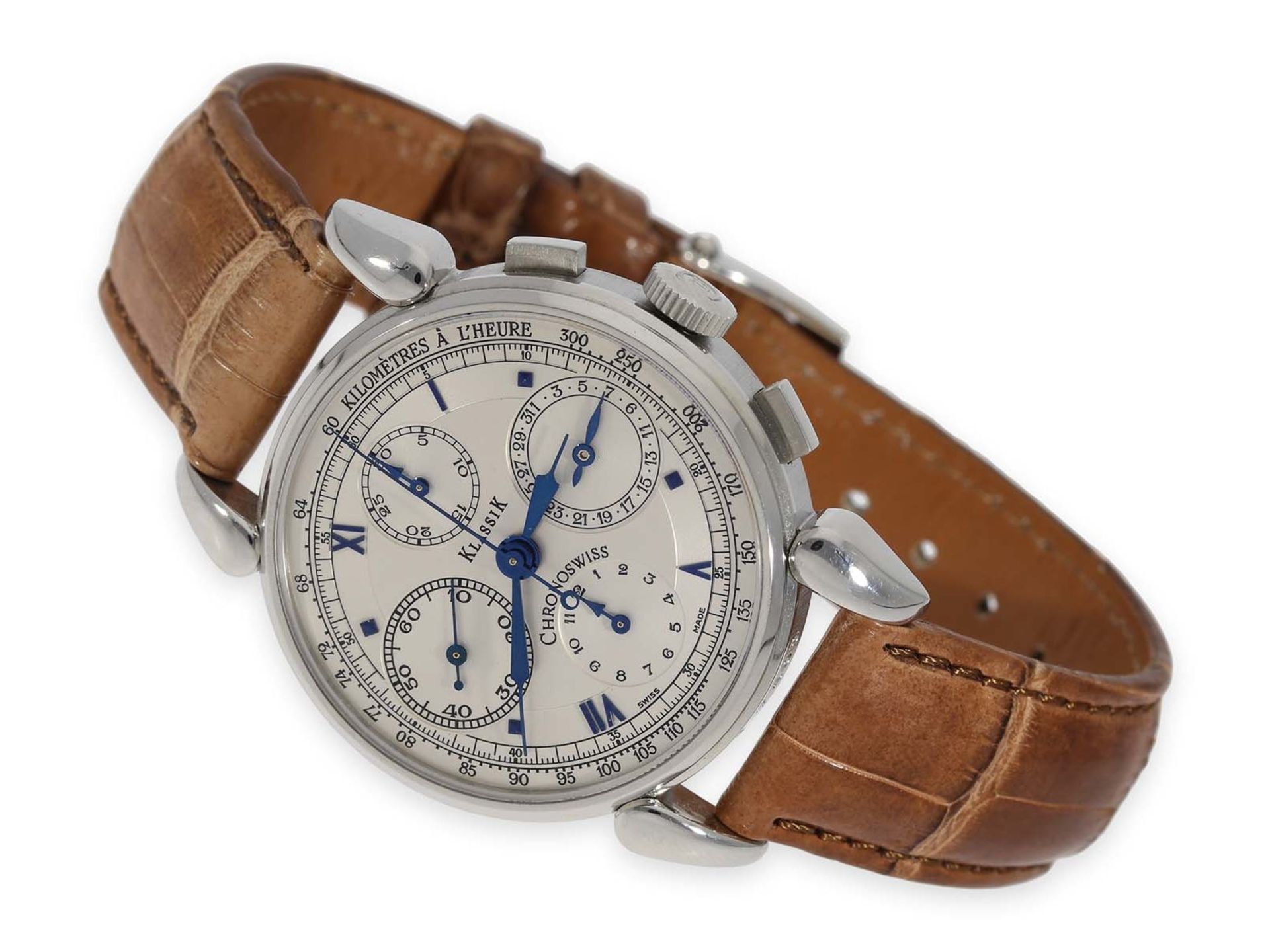 Wristwatch: like new, highly attractive Chronoswiss Chronograph Ref. CH7403 with original box and