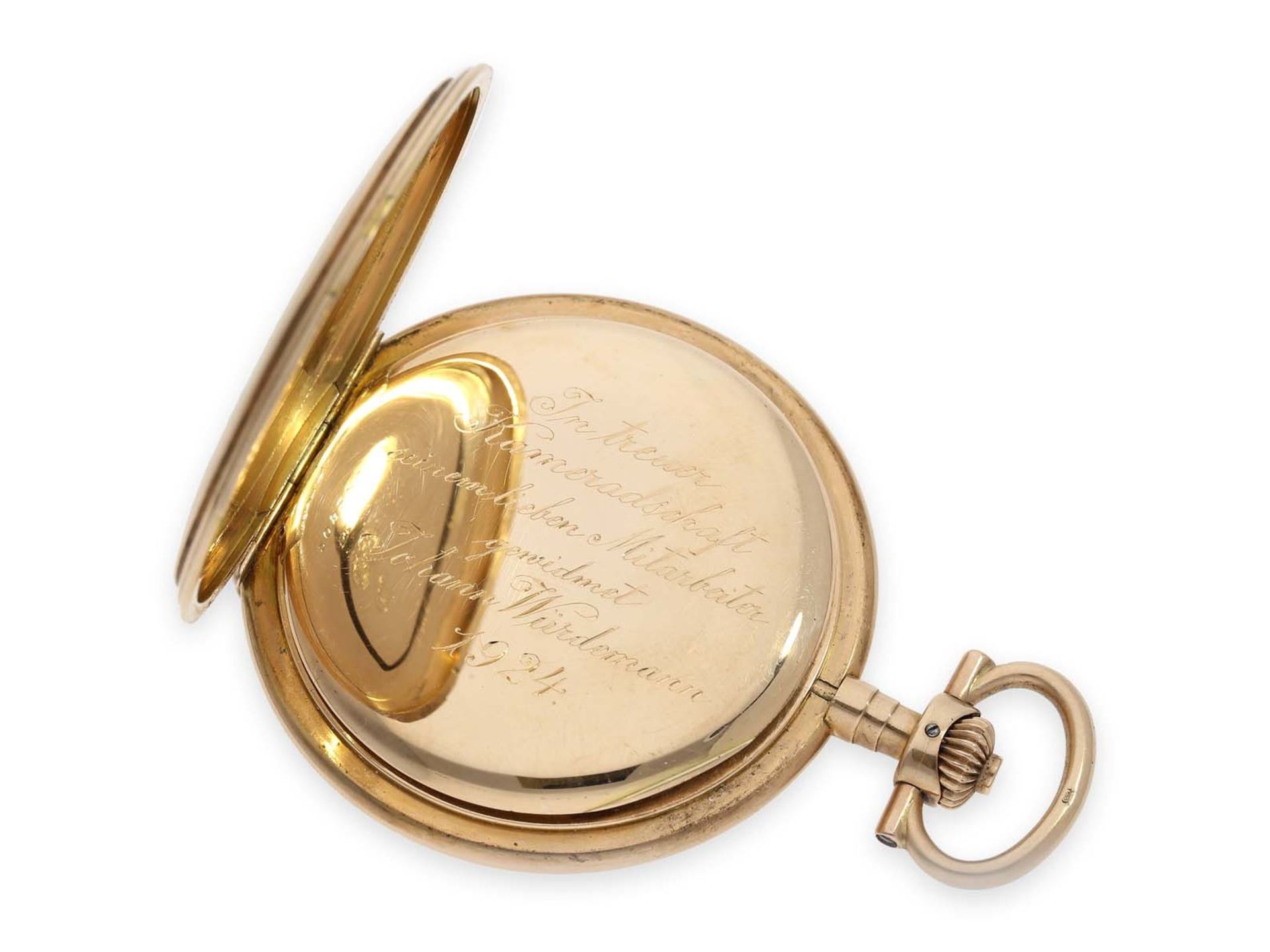 Pocket watch: exceptionally large, very fine Glashütte gold hunting case watch, Deutsche - Bild 2 aus 8