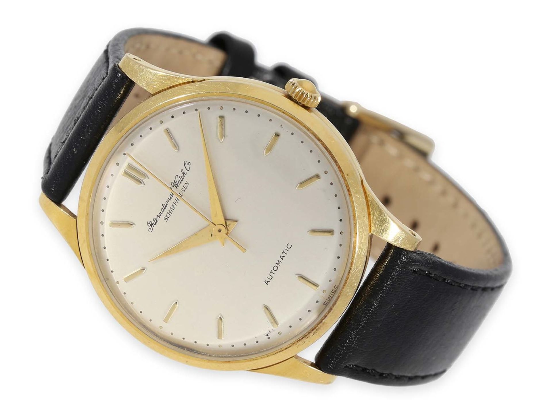 Wristwatch: early and large IWC Automatic from 1959Ca. Ø35mm, 18K gold, pressed back, case number