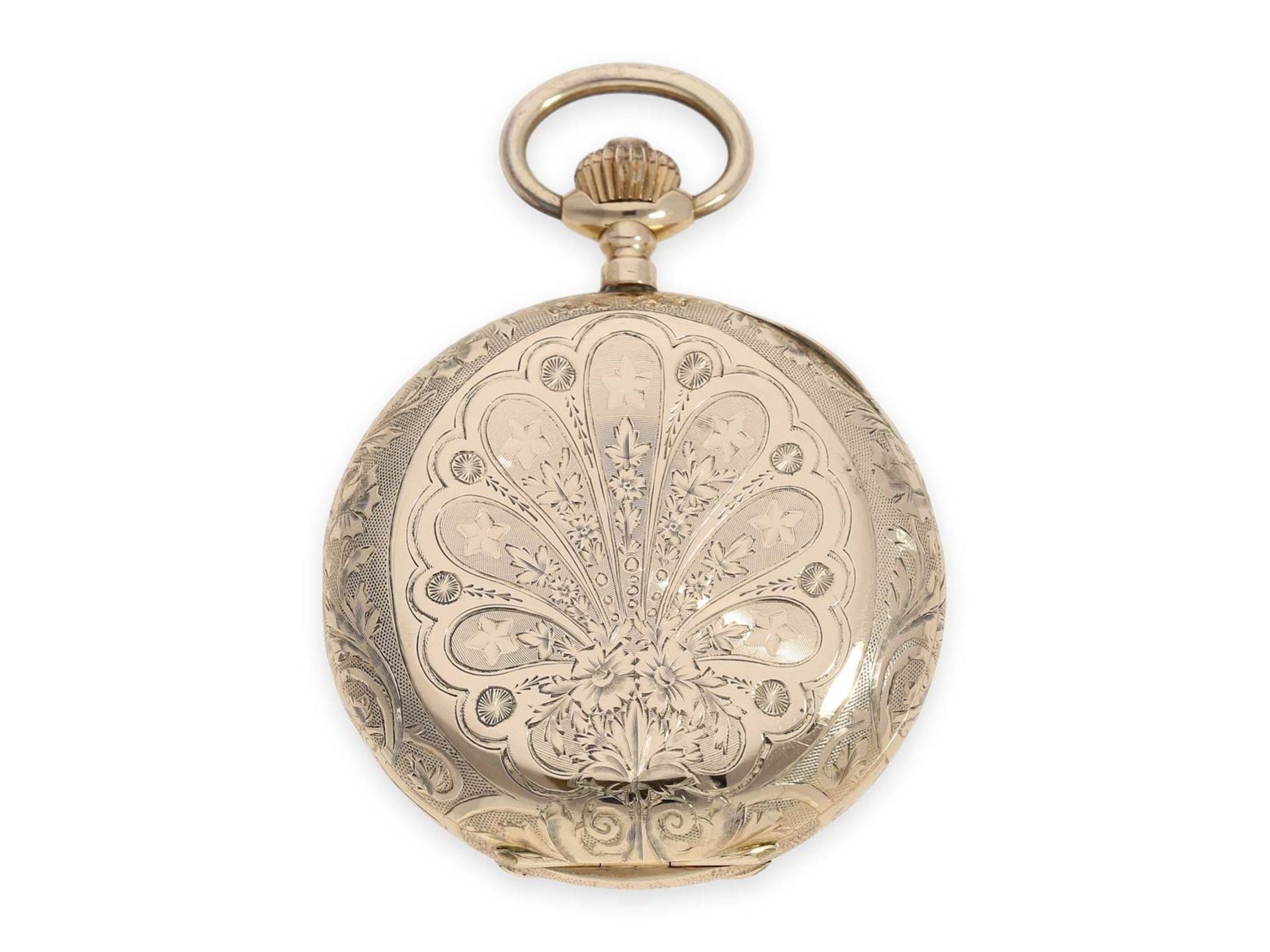 Pocket watch: pink gold Art Nouveau splendour hunting case watch with fine quality case, Switzerland - Bild 7 aus 7
