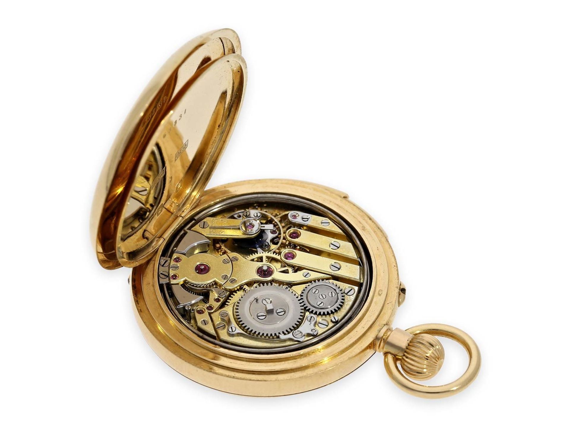 Pocket watch: exquisite gold/ enamel lady's half hunting case repeater with precision lever - Bild 4 aus 6