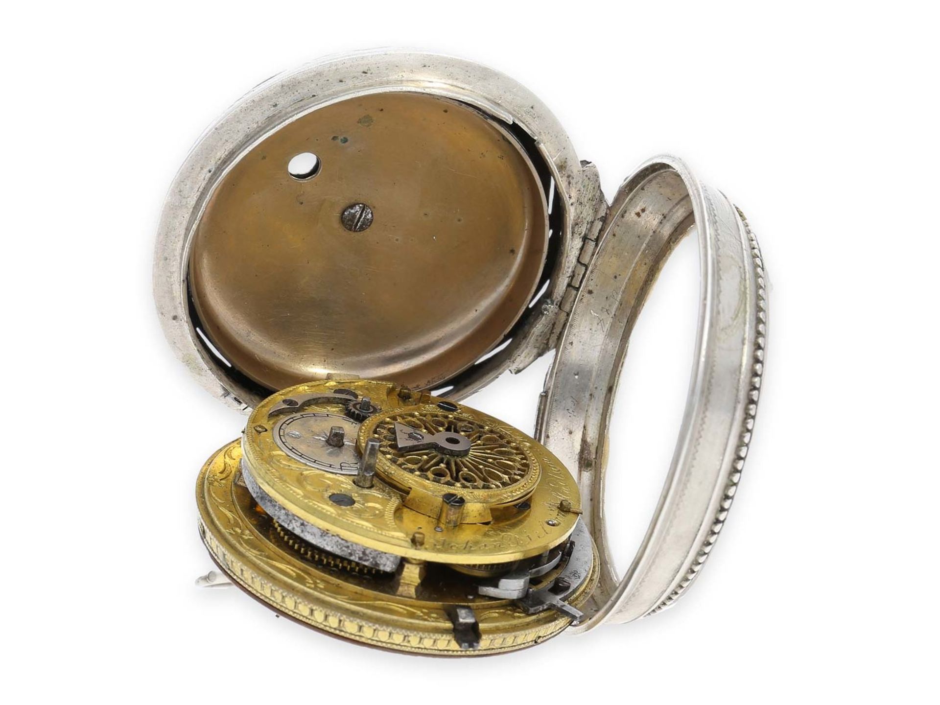 Pocket watch: exceptionally large and rare South German verge watch with very rare a toc & a tact - Bild 5 aus 7