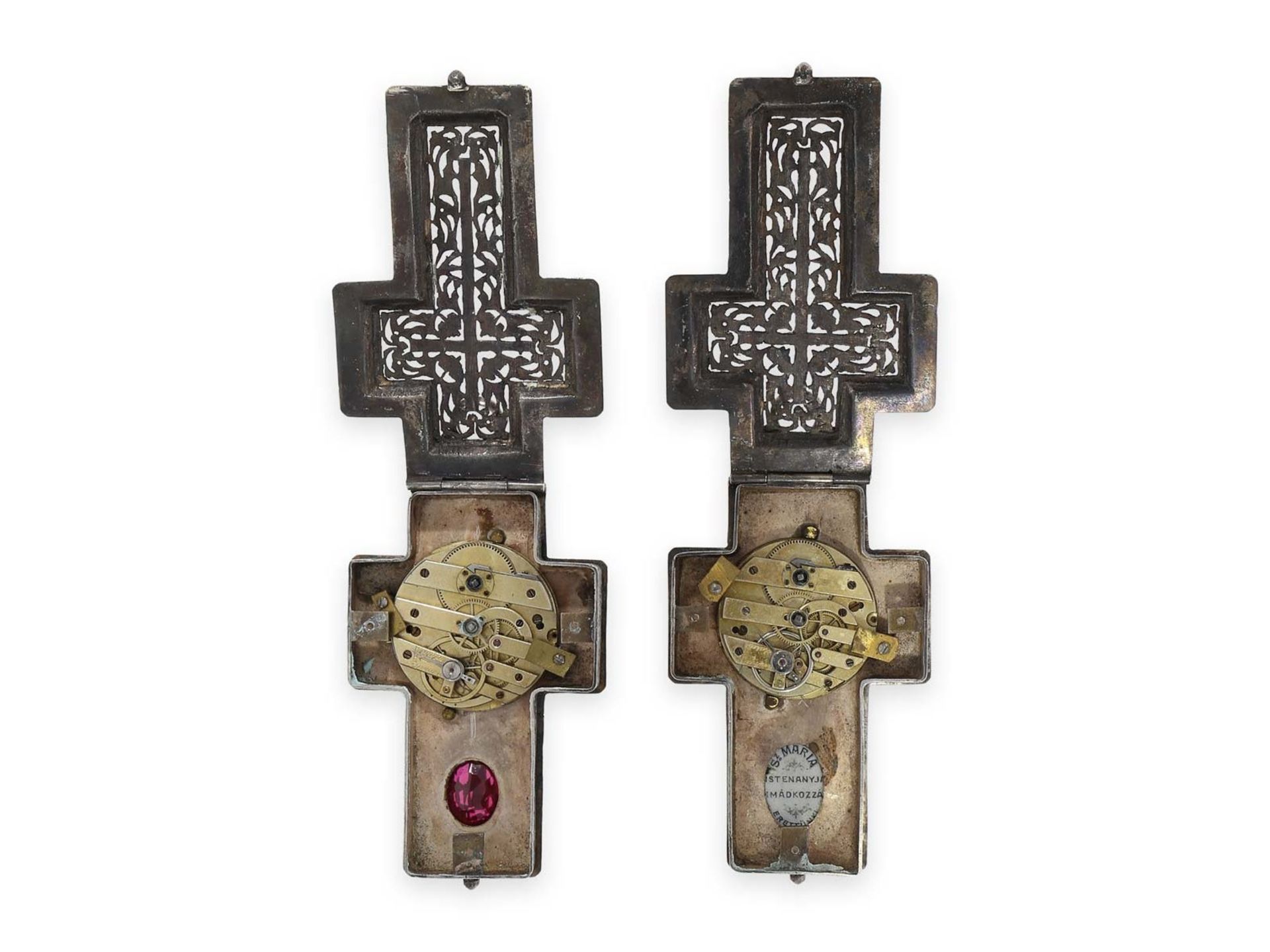 Pendant watch: rare pair of crucifix pendant watches, probably Vienna around 1870Ca. 85 × 45mm, each - Image 2 of 10