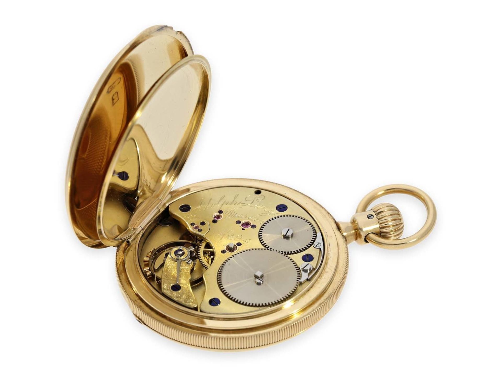 Pocket watch: exceptionally early and heavy A. Lange Dresden gold hunting case watch in best - Bild 3 aus 8