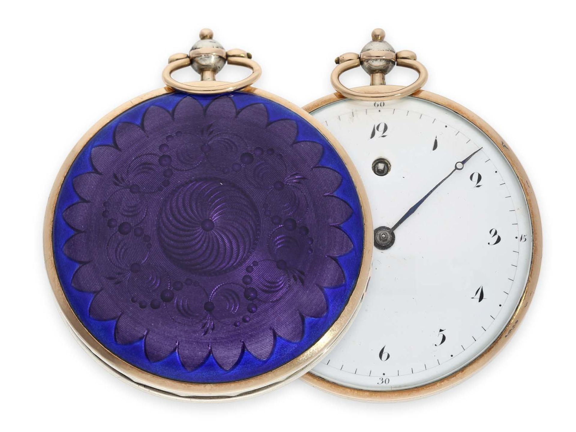 Pocket watch: unique and extra large Lepine with gold/ silver/ enamel case, probably Lepine calibre,