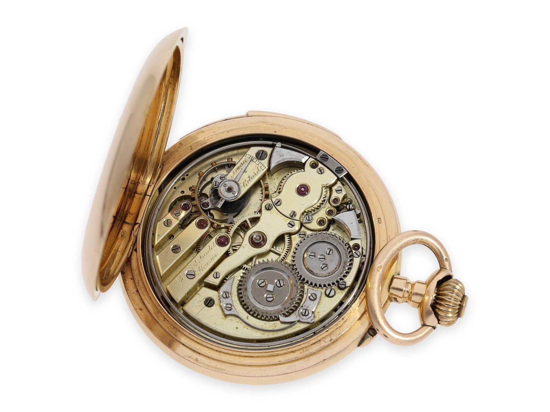 Pocket watch: large and very fine precision pocket watch minute repeater, 18K pink gold, C.E. Lardet - Bild 2 aus 6