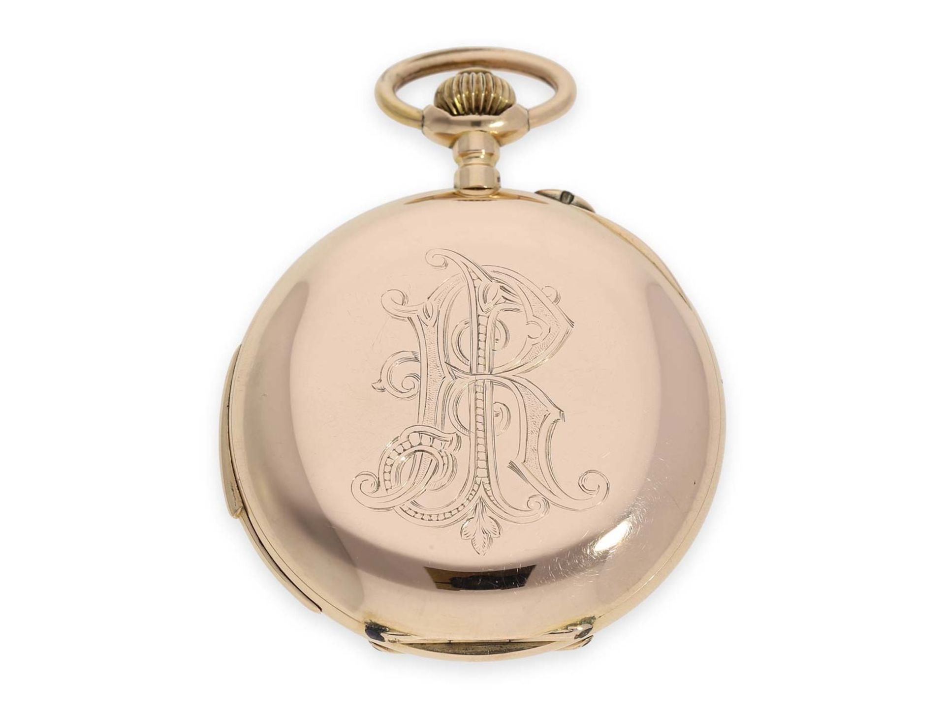 Pocket watch: large and very fine precision pocket watch minute repeater, 18K pink gold, C.E. Lardet - Bild 6 aus 6