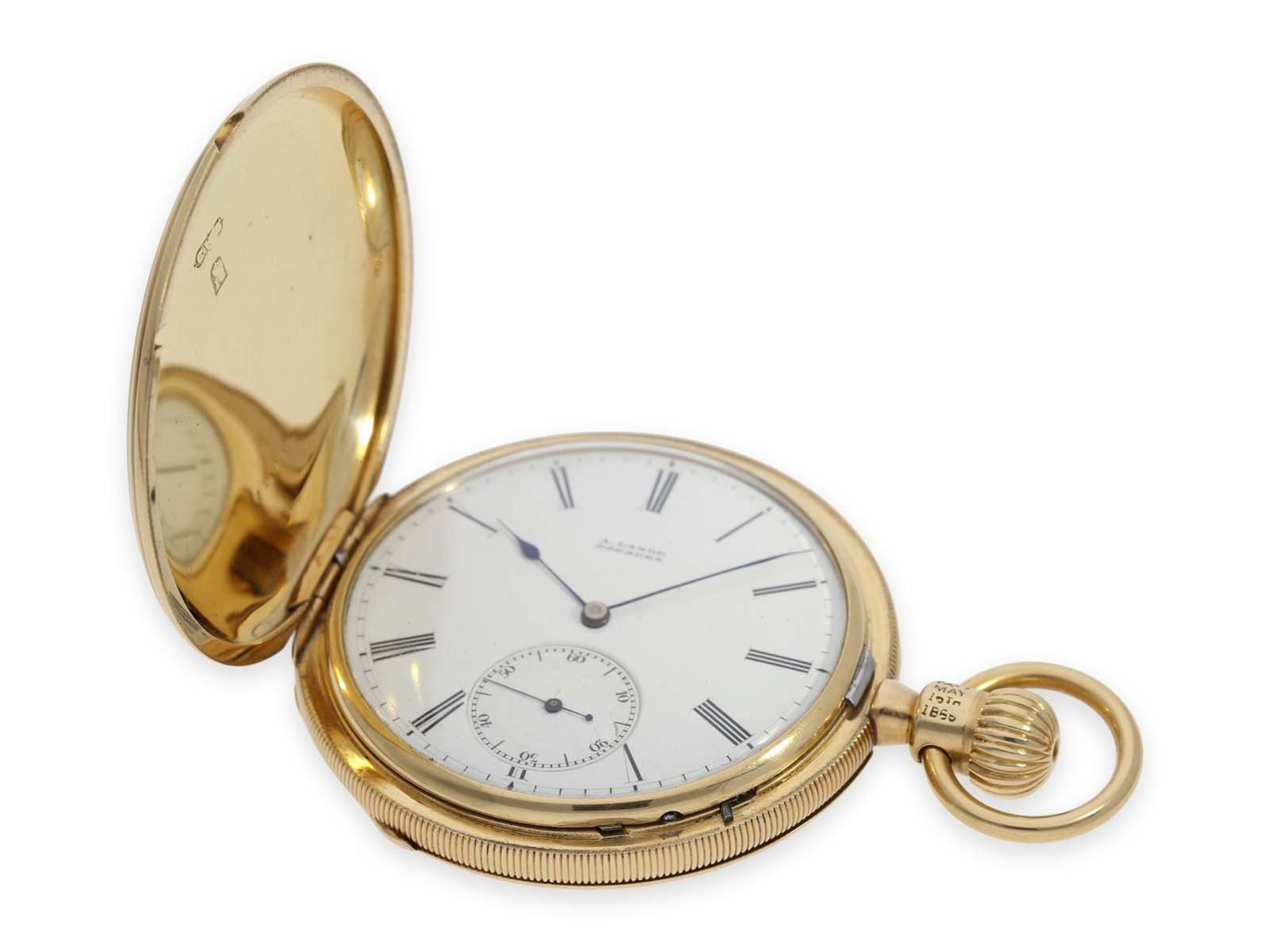 Pocket watch: exceptionally early and heavy A. Lange Dresden gold hunting case watch in best - Bild 2 aus 8