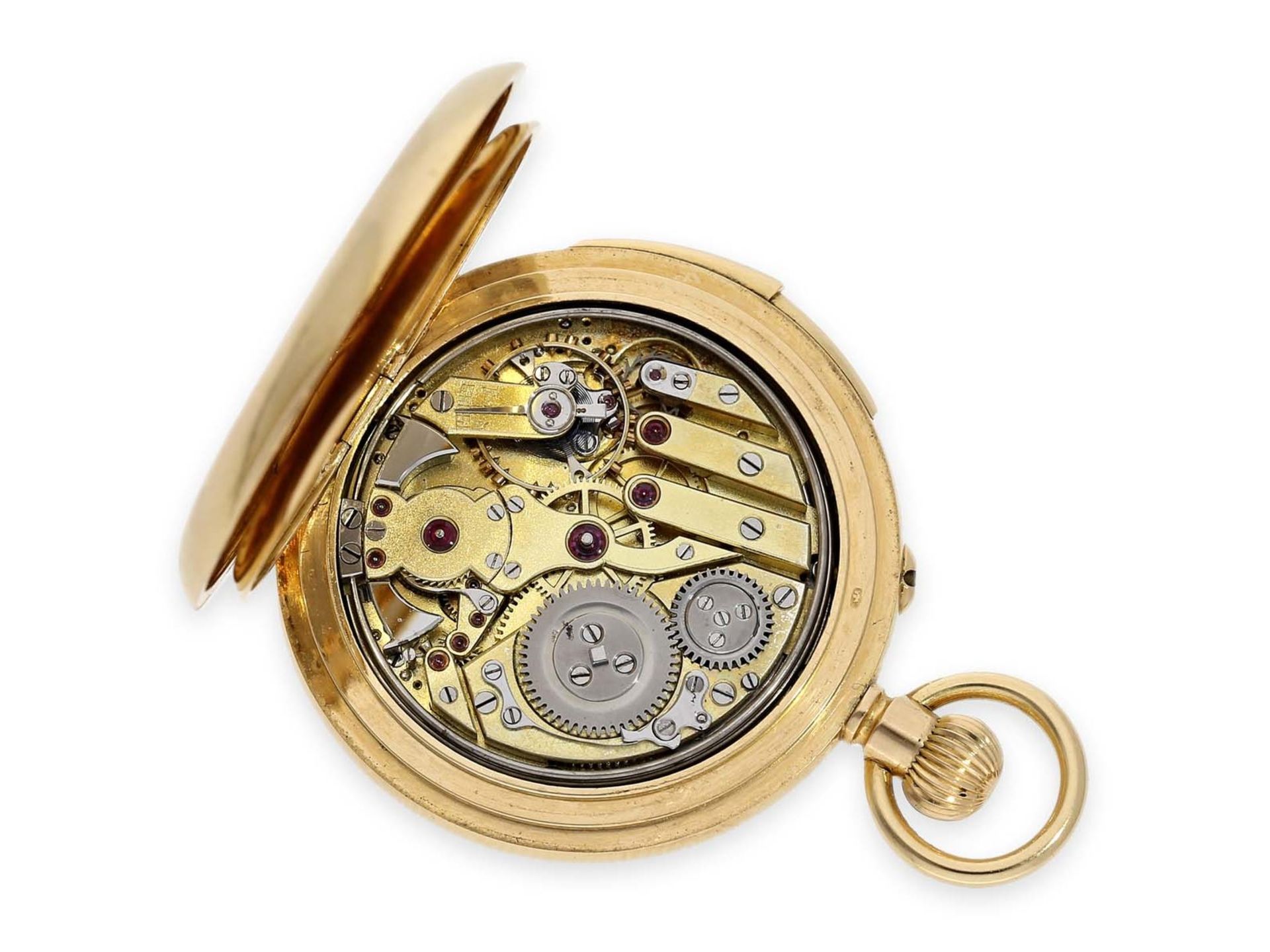 Pocket watch: exquisite gold/ enamel lady's half hunting case repeater with precision lever - Bild 3 aus 6