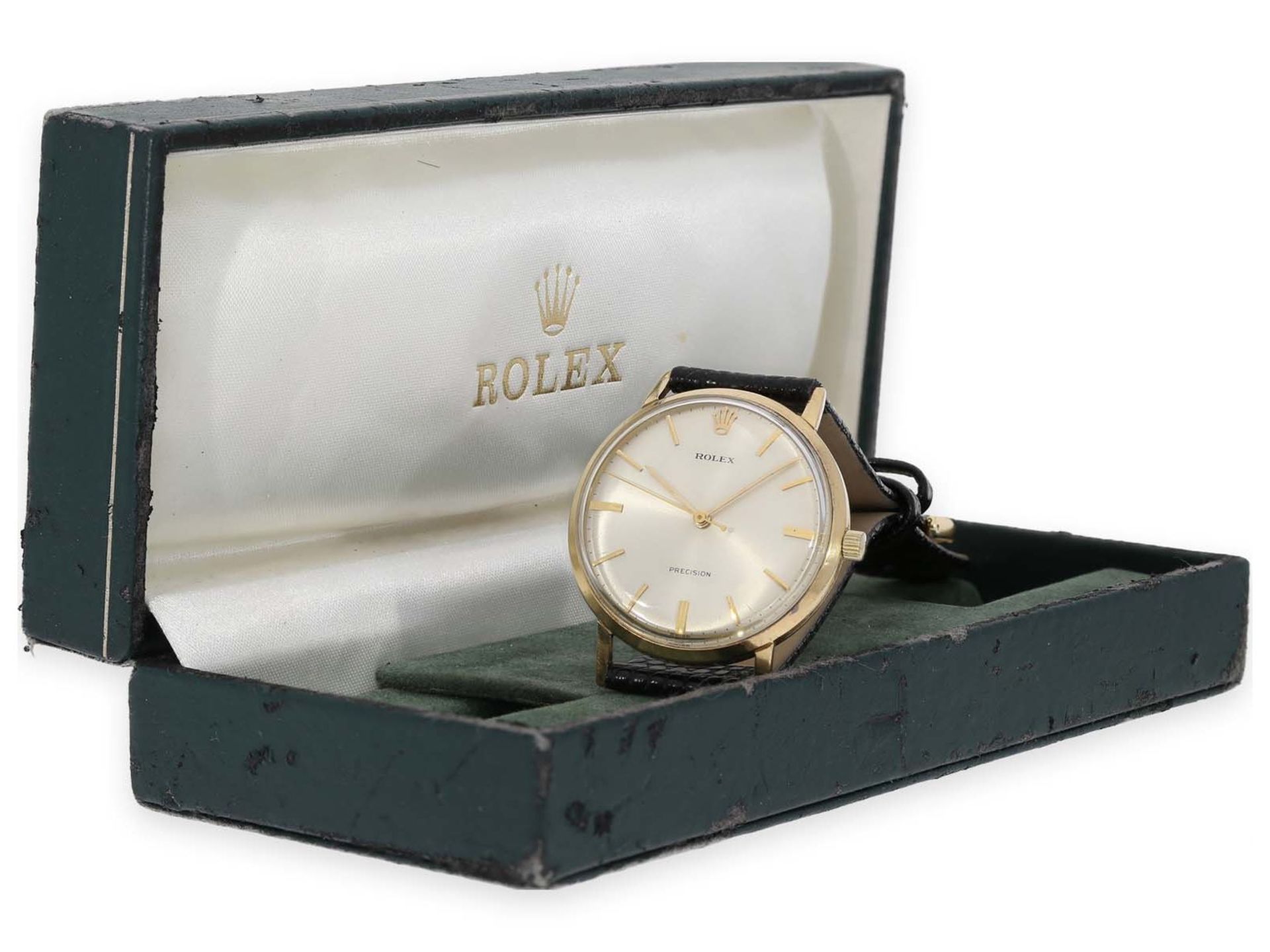 Wristwatch: vintage Rolex "Precision" man's watch Ref. 9708 in rare 18K gold version with original