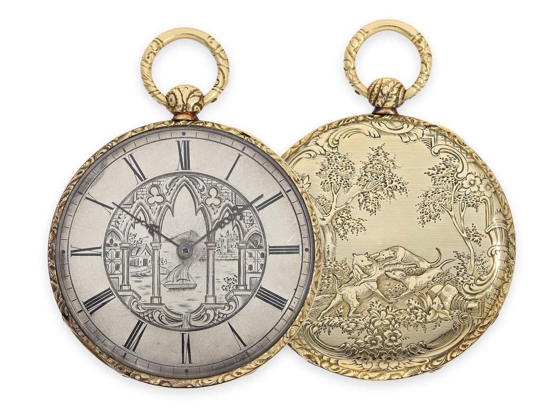 Pocket watch: extremely thin Lepine with rare Bagnolet calibre and extremely elaborate case and dial