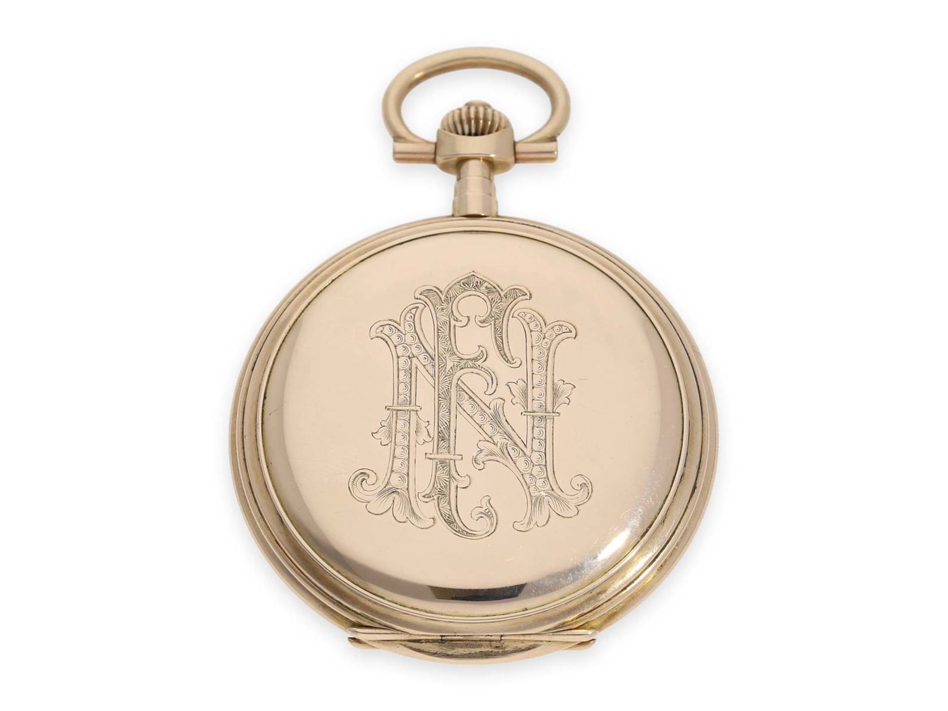 Pocket watch: exceptionally large, very fine Glashütte gold hunting case watch, Deutsche - Bild 6 aus 8