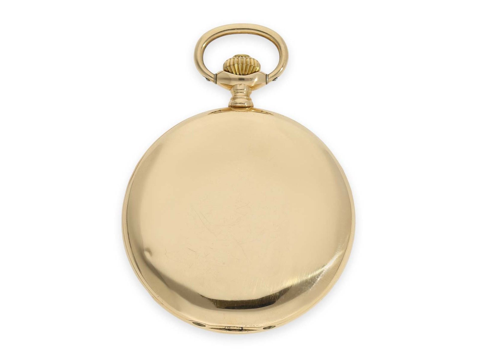 Pocket watch: 18K Zenith gold hunting case watch, ca. 1910Ca. Ø51.5mm, ca. 86g, 18K gold, all 3 lids - Bild 6 aus 7