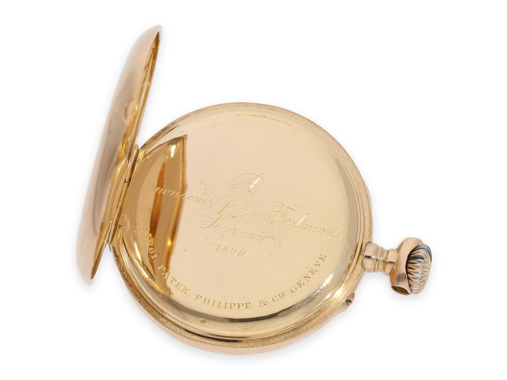 Pocket watch: pink gold Patek Philippe Ankerchronometer with rare calibre, original box and original - Bild 4 aus 7