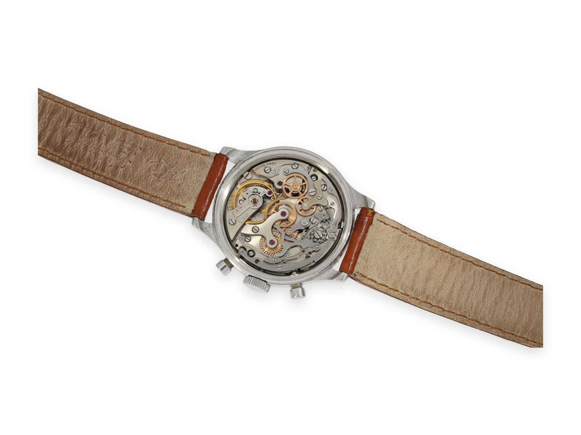Wristwatch: rare stainless steel chronograph, Mathey-Tissot, ca. 1960Ca. Ø35.5mm, stainless steel, - Bild 2 aus 4