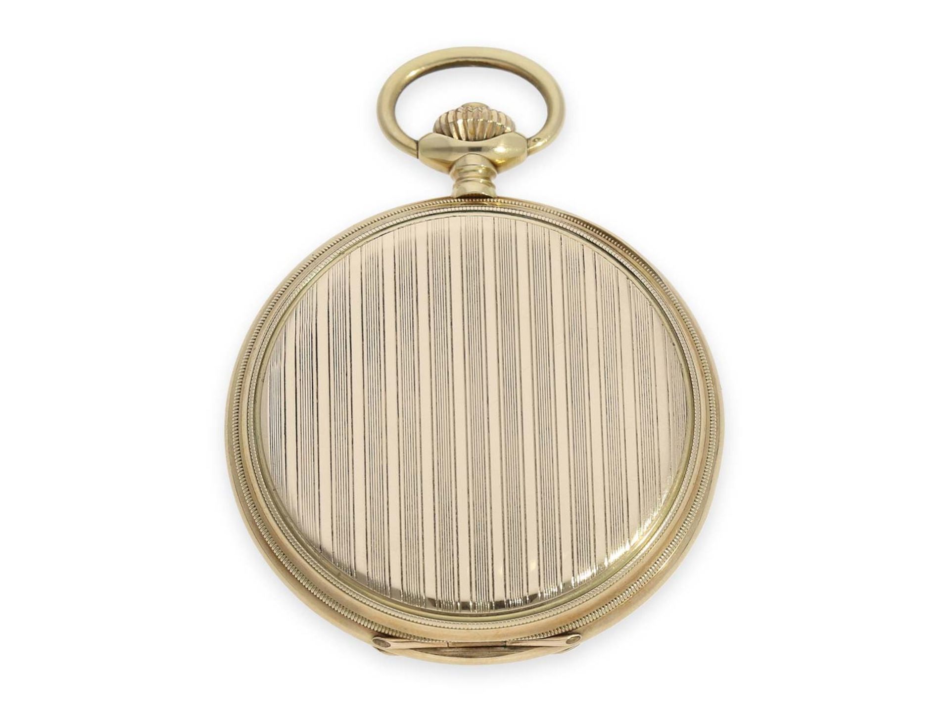 Pocket watch: high-quality Alpina Art Deco gold hunting case watch with gold chain and original box, - Bild 6 aus 8