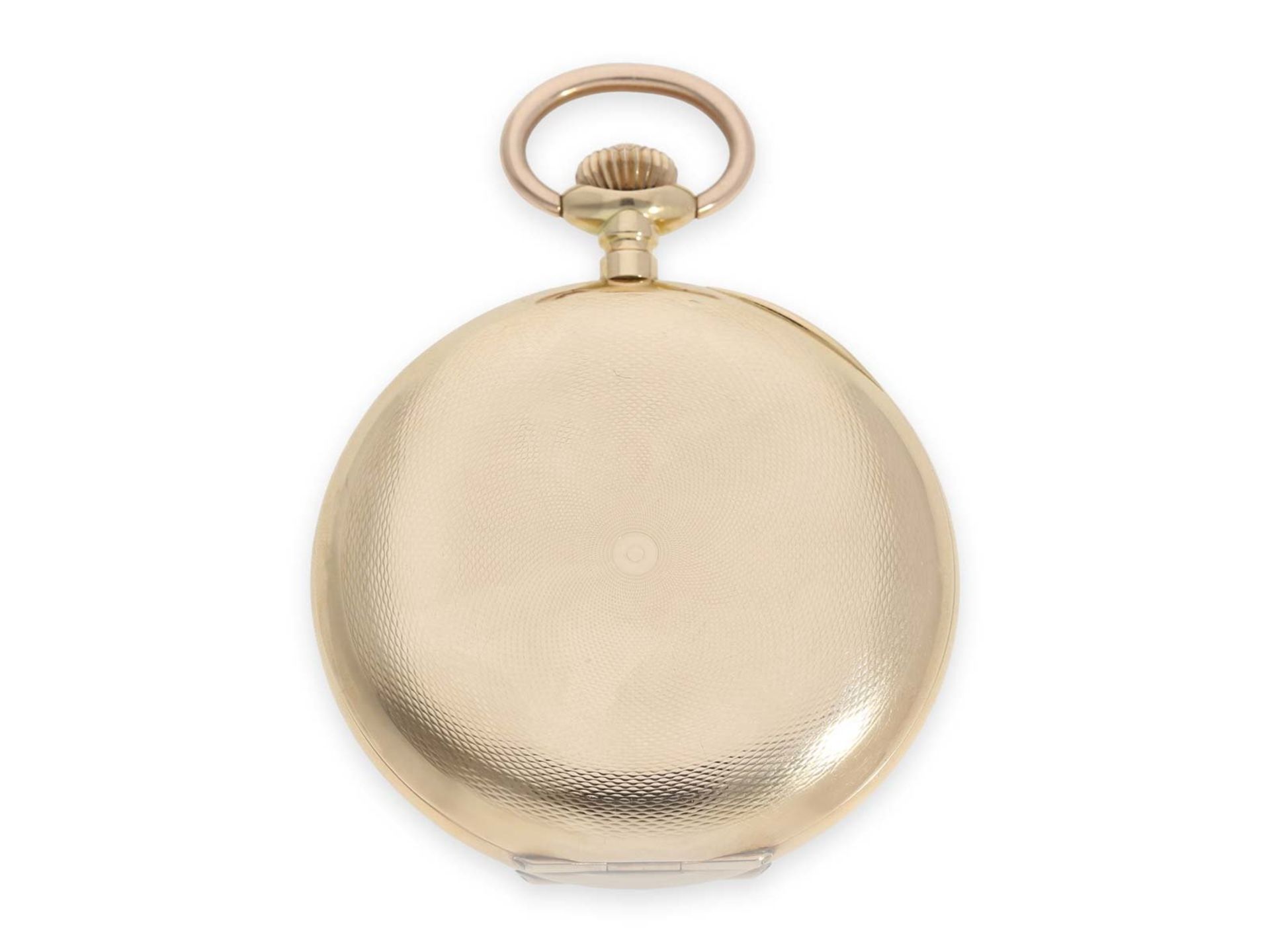 Pocket watch: exceptionally large Swiss gold hunting case watch with precision lever movement, so- - Bild 6 aus 7