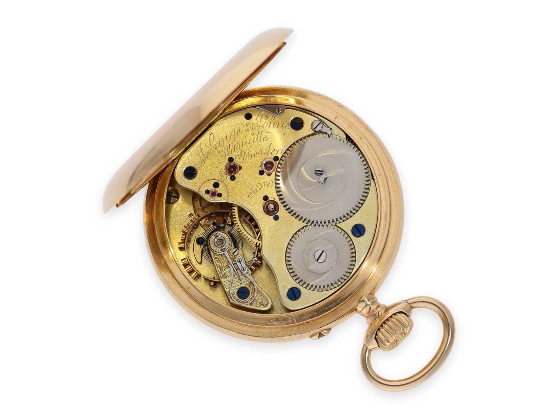 Pocket watch: heavy and large pink gold A. Lange & Söhne pocket watch with the rare calibre 45, - Bild 2 aus 6