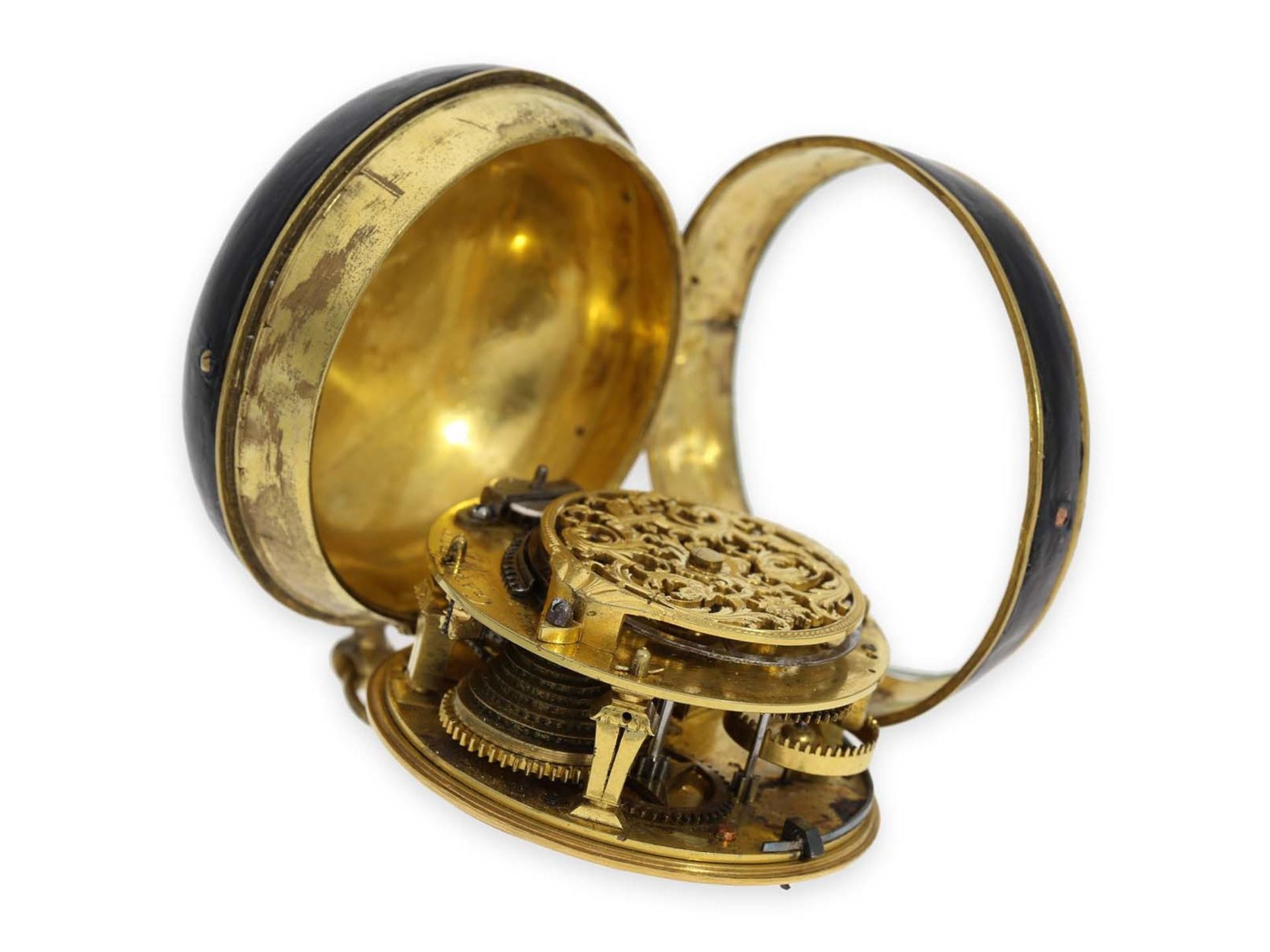 Pocket watch: early single-handed Louis XIV Oignon with central winding, Gaudron Paris, Royal - Bild 3 aus 4