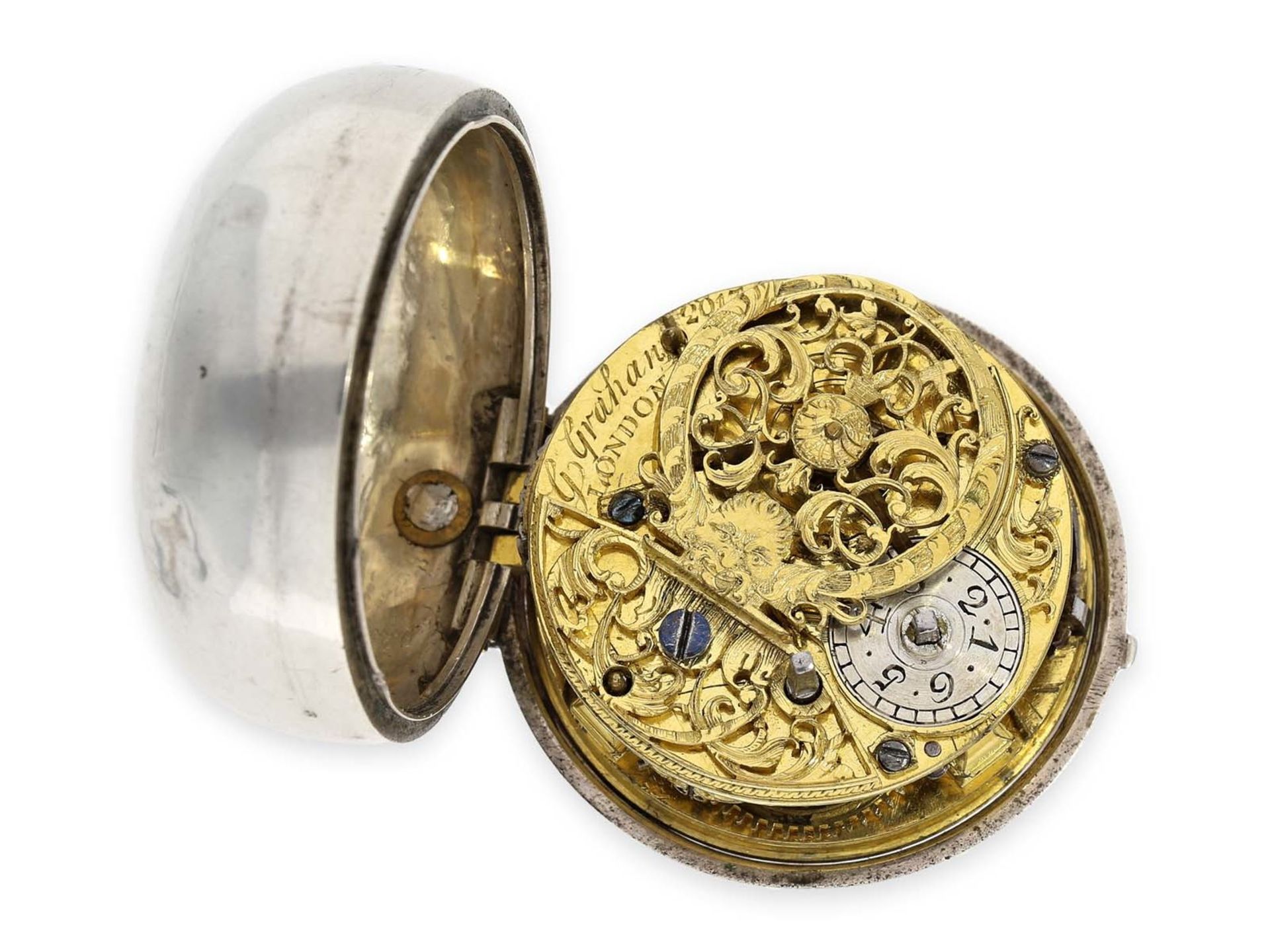 Pocket watch: early London pair case verge watch with rare signature, G. Graham London No. 2013, - Bild 3 aus 7