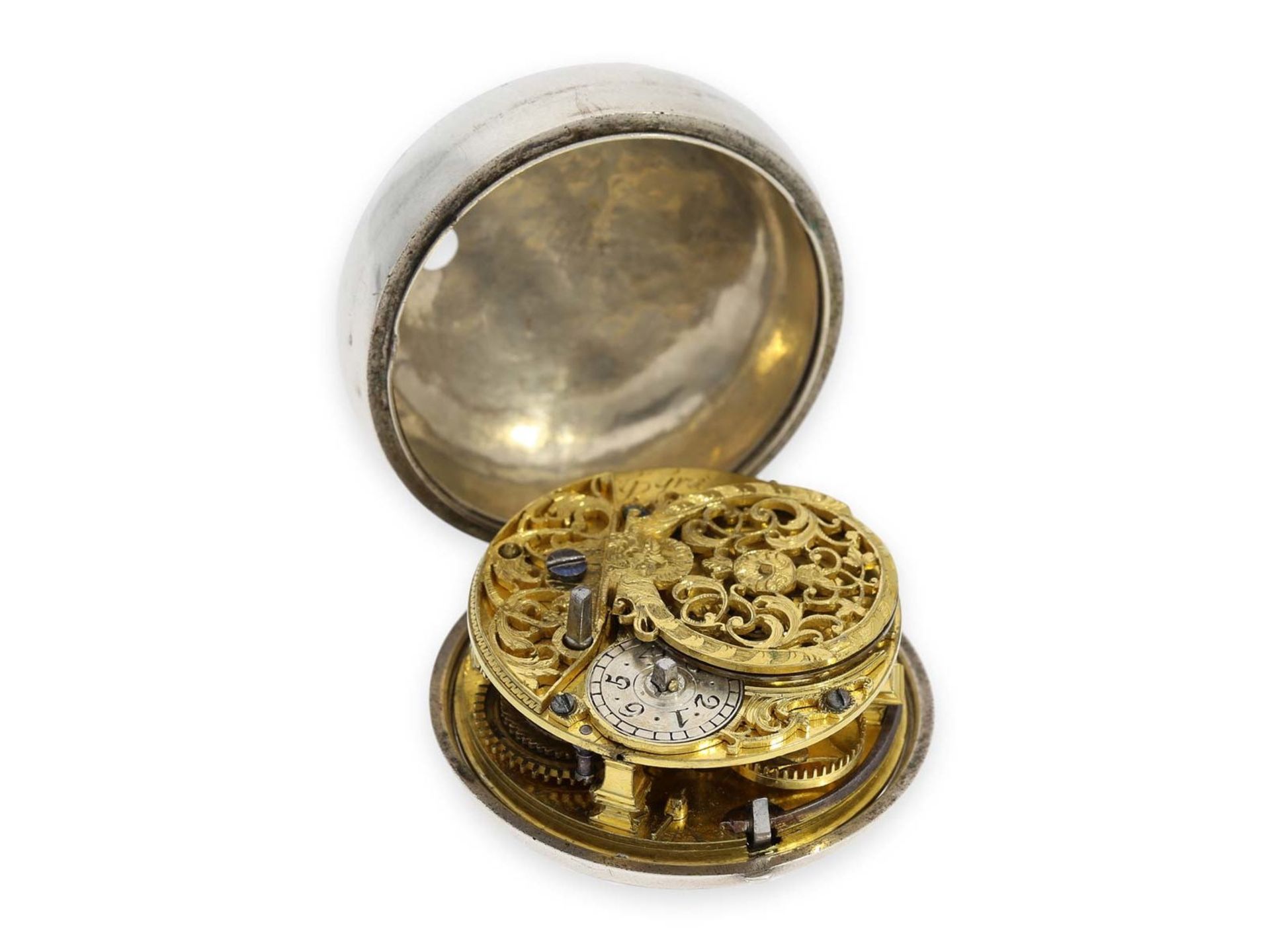 Pocket watch: early London pair case verge watch with rare signature, G. Graham London No. 2013, - Bild 4 aus 7