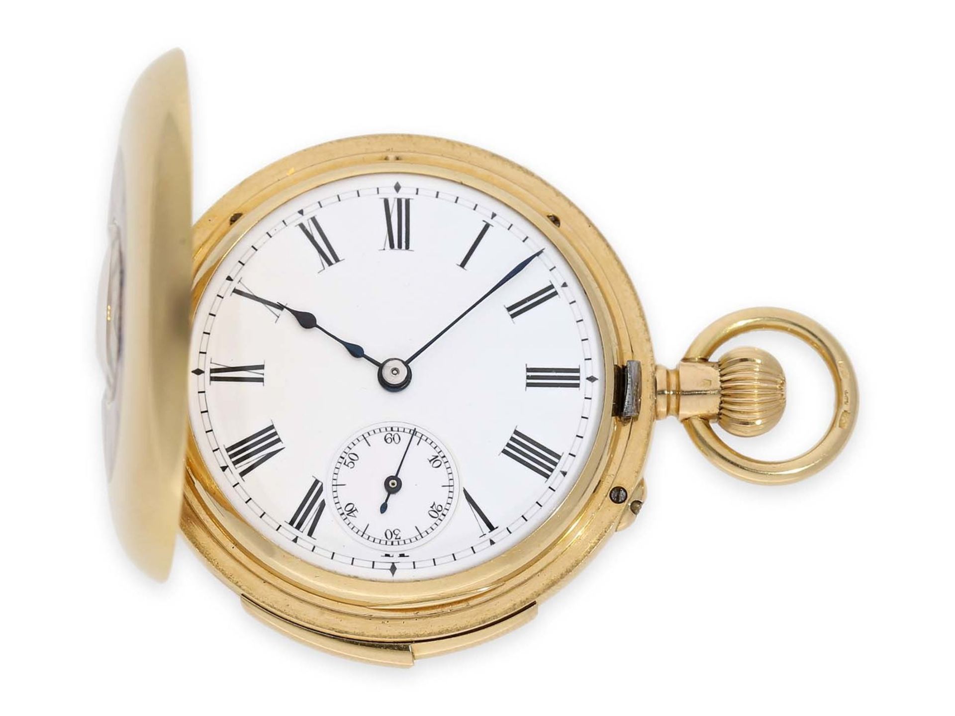 Pocket watch: exquisite gold/ enamel lady's half hunting case repeater with precision lever - Bild 2 aus 6