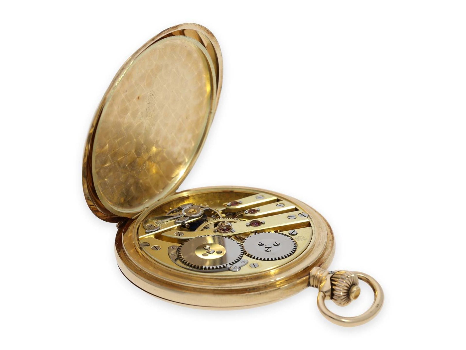 Pocket watch: precision lever watch by IWC Schaffhausen, gold hunting case No. 671617, ca. 1916Ca. - Bild 4 aus 7