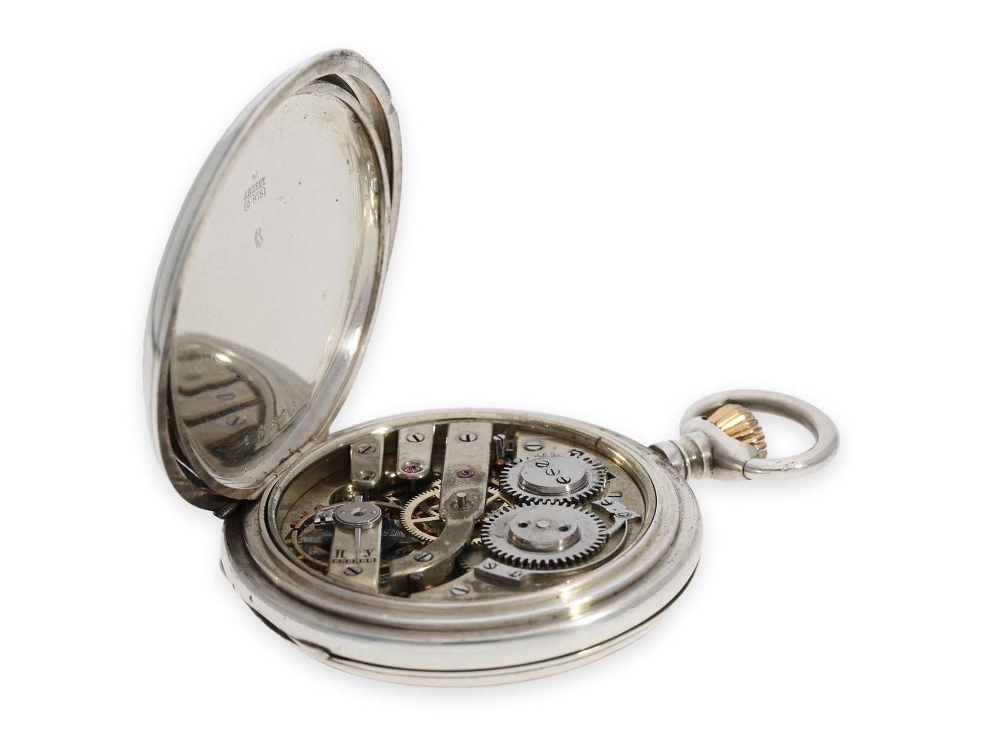 Pocket watch: silver hunting case watch with enamelled Tsar's eagle, present watch of the Russian - Bild 3 aus 7